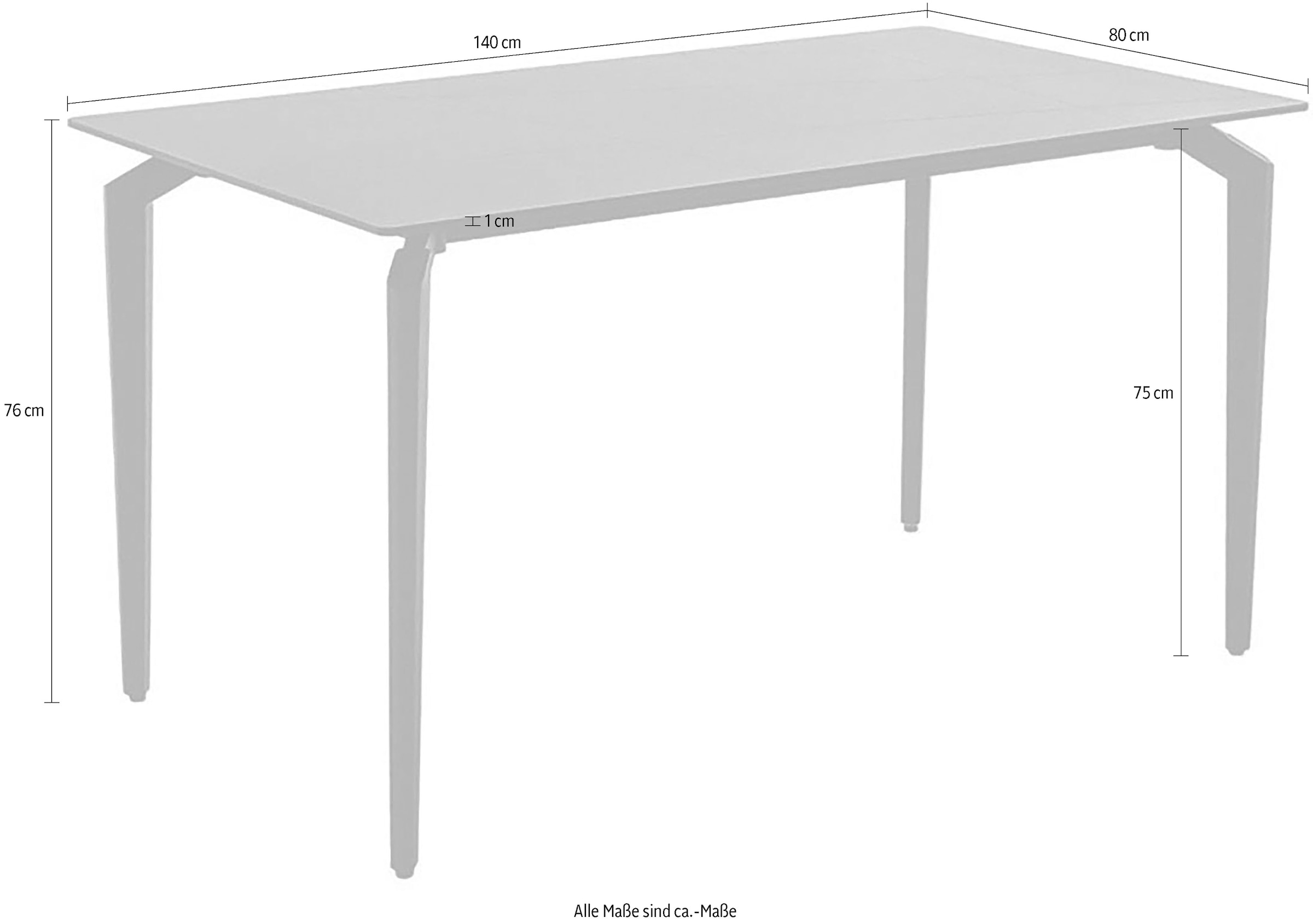 MCA furniture Esstisch »FREMONT 4-Fuß Tisch«, (Einzelstück), Keramik,Metall,Tischplatte 1,2cm, 4-6 Personen