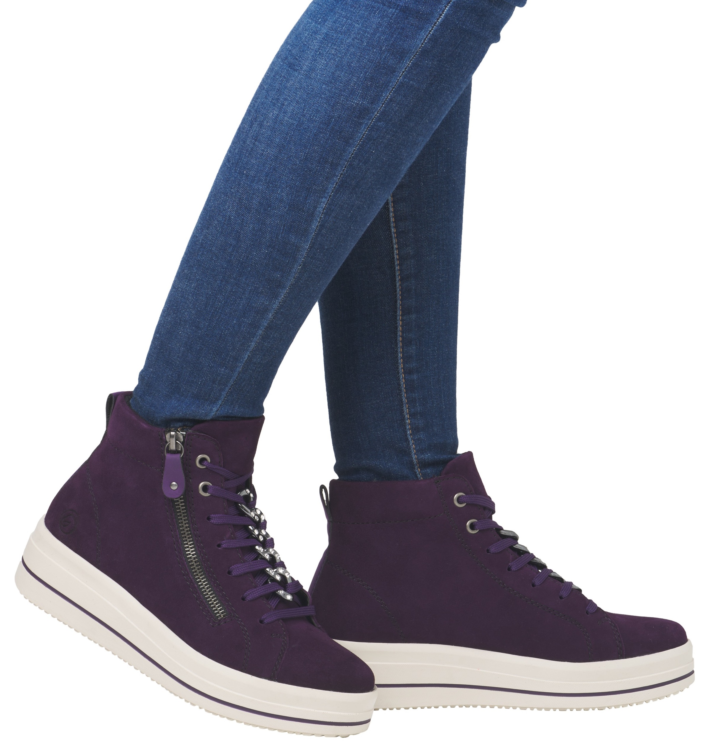 Remonte Plateausneaker »Elisabeth Hurley-Collection«, Freizeitschuh, High-Top-Sneaker, Schnürer, seitlicher Reißverschluss