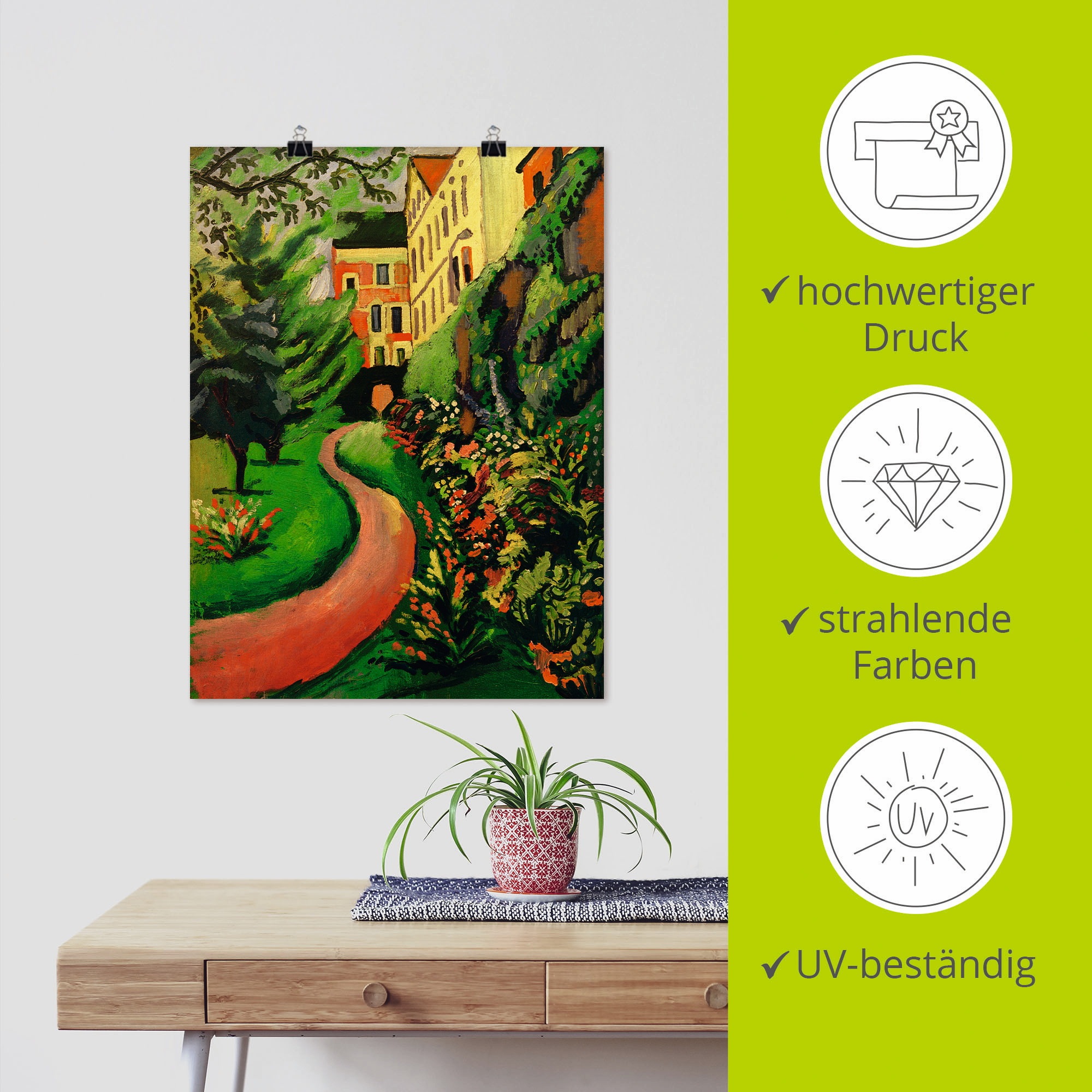 Artland Wandbild »Unser Garten mit blühenden Rabatten«, Garten, (1 St.), als Leinwandbild, Poster in verschied. Größen