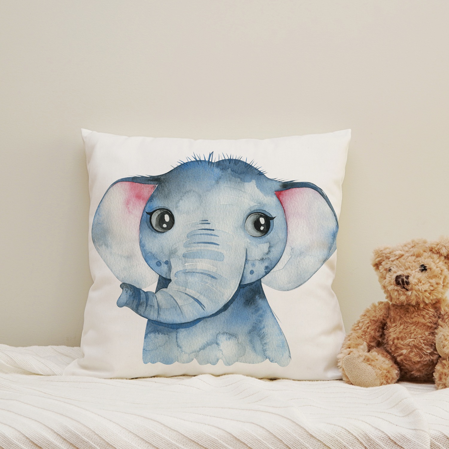 queence Dekokissen »Blaues Elefantenbaby«, Kissenhülle mit HD Premium Druck günstig online kaufen