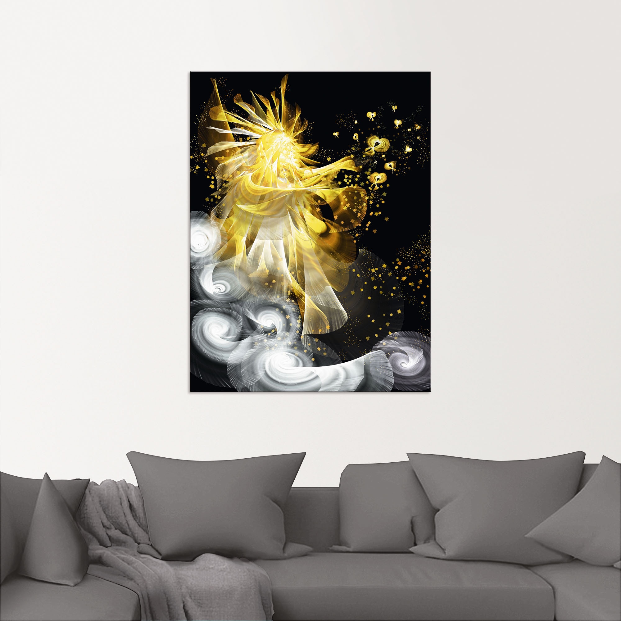 Artland Alu-Dibond-Druck »Goldener Schutzengel«, klassische Fantasie, (1 St.), für Innen- und Außenbereich geeignet, Outdoorbild