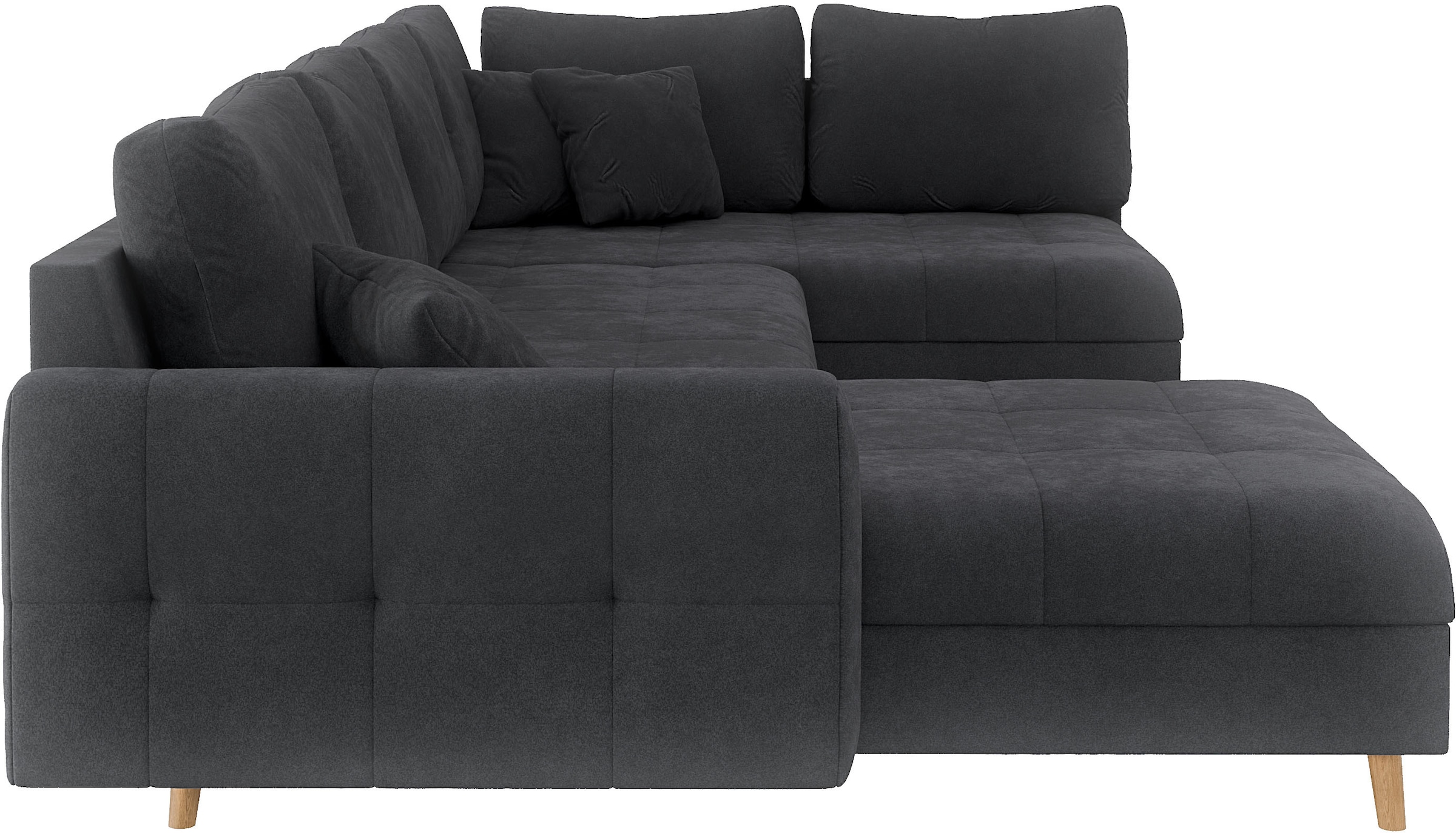 Home affaire Wohnlandschaft »CHARRE U-Form mit Ottomane, Maße B/T/H: 310/161/81 cm«, feine Steppung, lose Rücken- und Zierkissen, auch in Cord und Bouclé