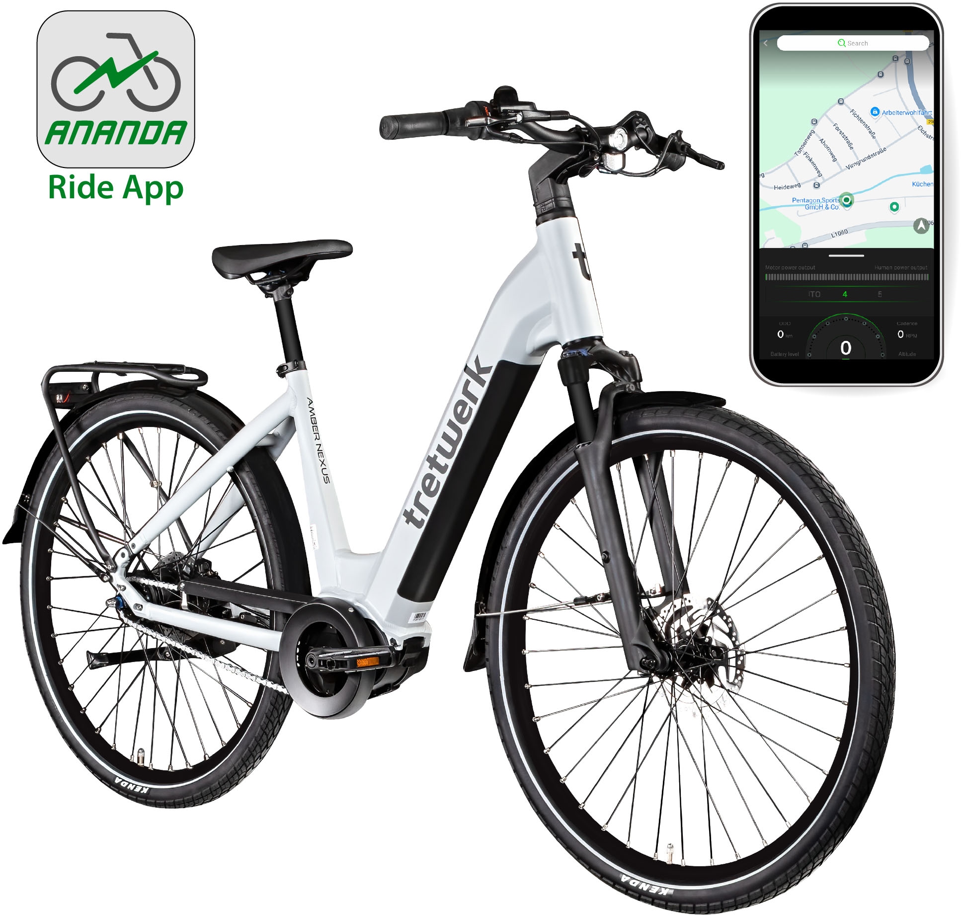 Tretwerk E-Bike »Amber Nexus«, 8 Gang, Mittelmotor 250 W, Tretwerk Amber Nexus E Bike Damen 28 Zoll Elektrofahrrad 155 - 185cm