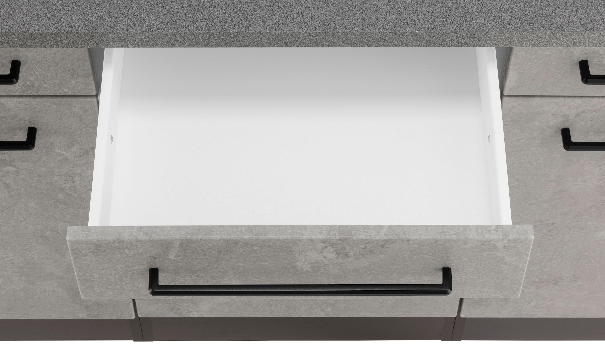 KOCHSTATION Küchenzeile »KS-Tulsa«, mit E-Geräten, Breite 380 cm, schwarze Metallgriffe, MDF Fronten