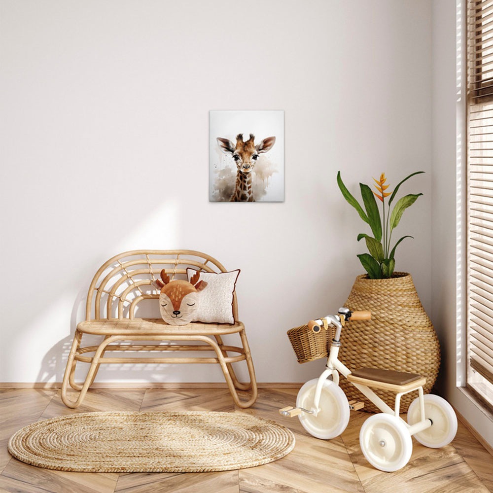 A.S. Création Leinwandbild »Baby Giraffe - Wandbild Weiß Braun Beige Keilra günstig online kaufen