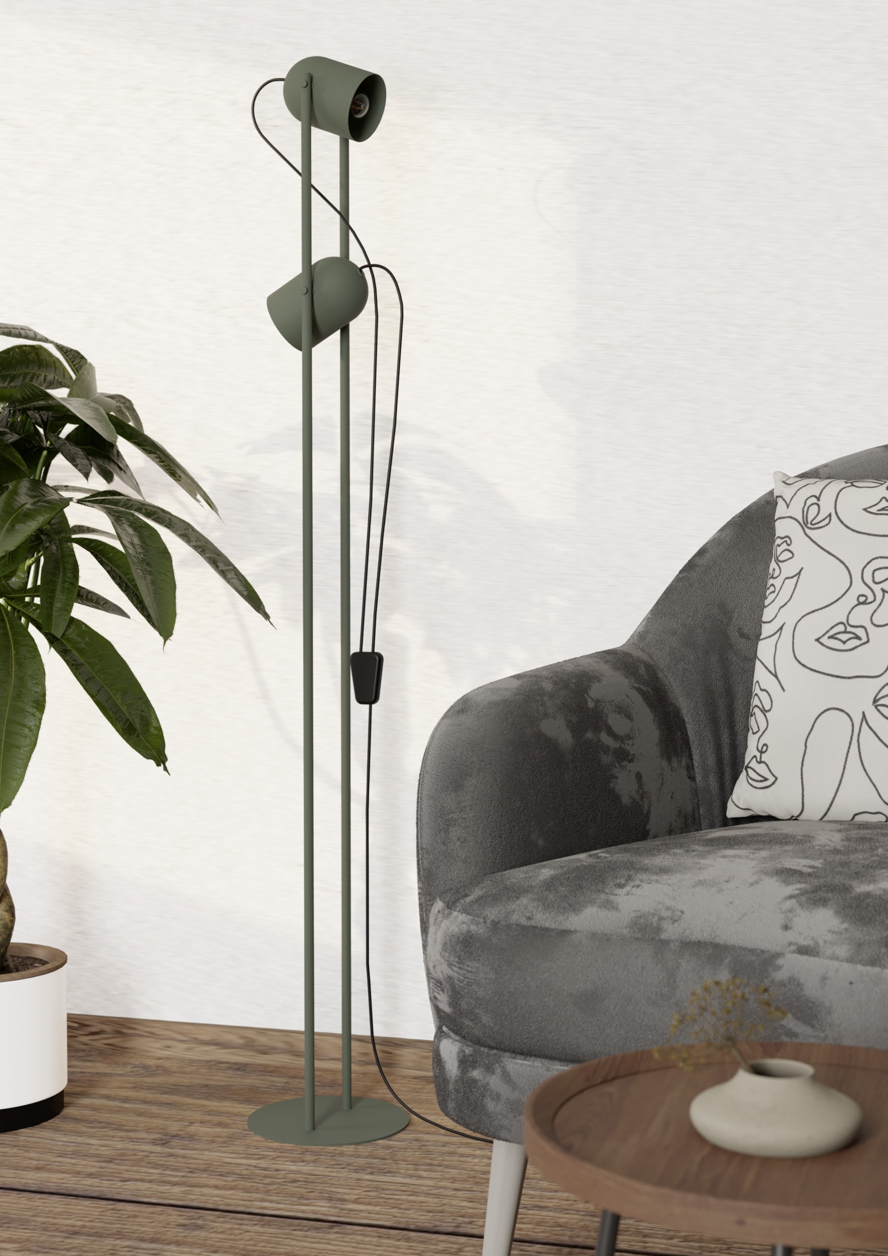 EGLO Stehlampe »TILSTON Stehlampe - Stahl - E14 - 2X8W - IP20« E14 1 Stk. Standlampe, 2 schwenkbare Spots, Leselampe, L12,5 x B13 x H142,5 cm