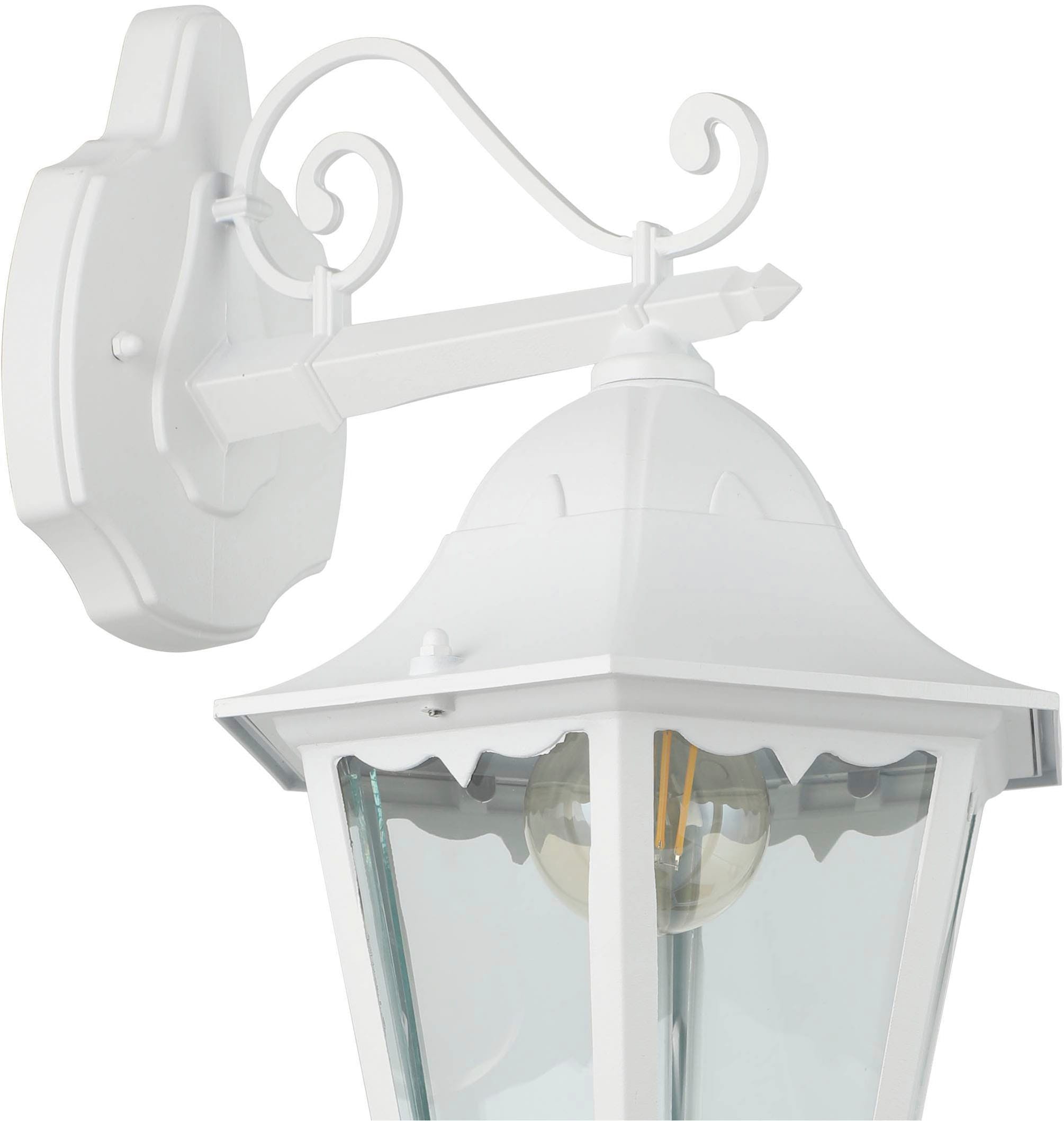 EGLO Wandleuchte »Navedo Außen-Wandlampe, Wandlampe aus Aluguss und Glas, E27, IP44« E27 1 Stk. Wand-/Deckenleuchte - L20 x H47,5 x AL28,5 cm - weiß - 1X60W exkl.