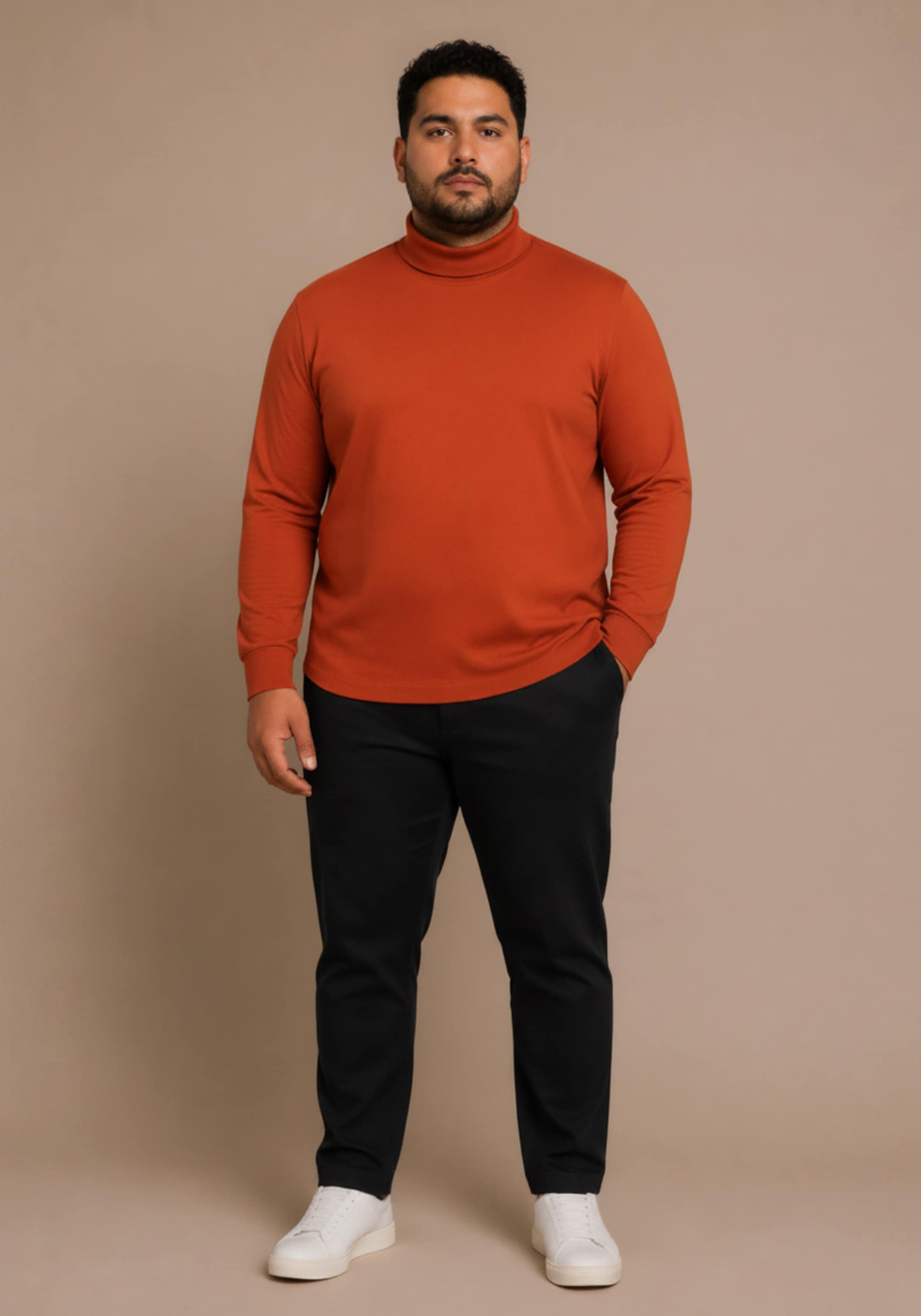 Man's World Plus Rollkragenshirt »auch in Grosse Größen bis Gr. 7XL Bauch-Fit« Regular Fit, Langarm, unifarbenes Basic-Stil