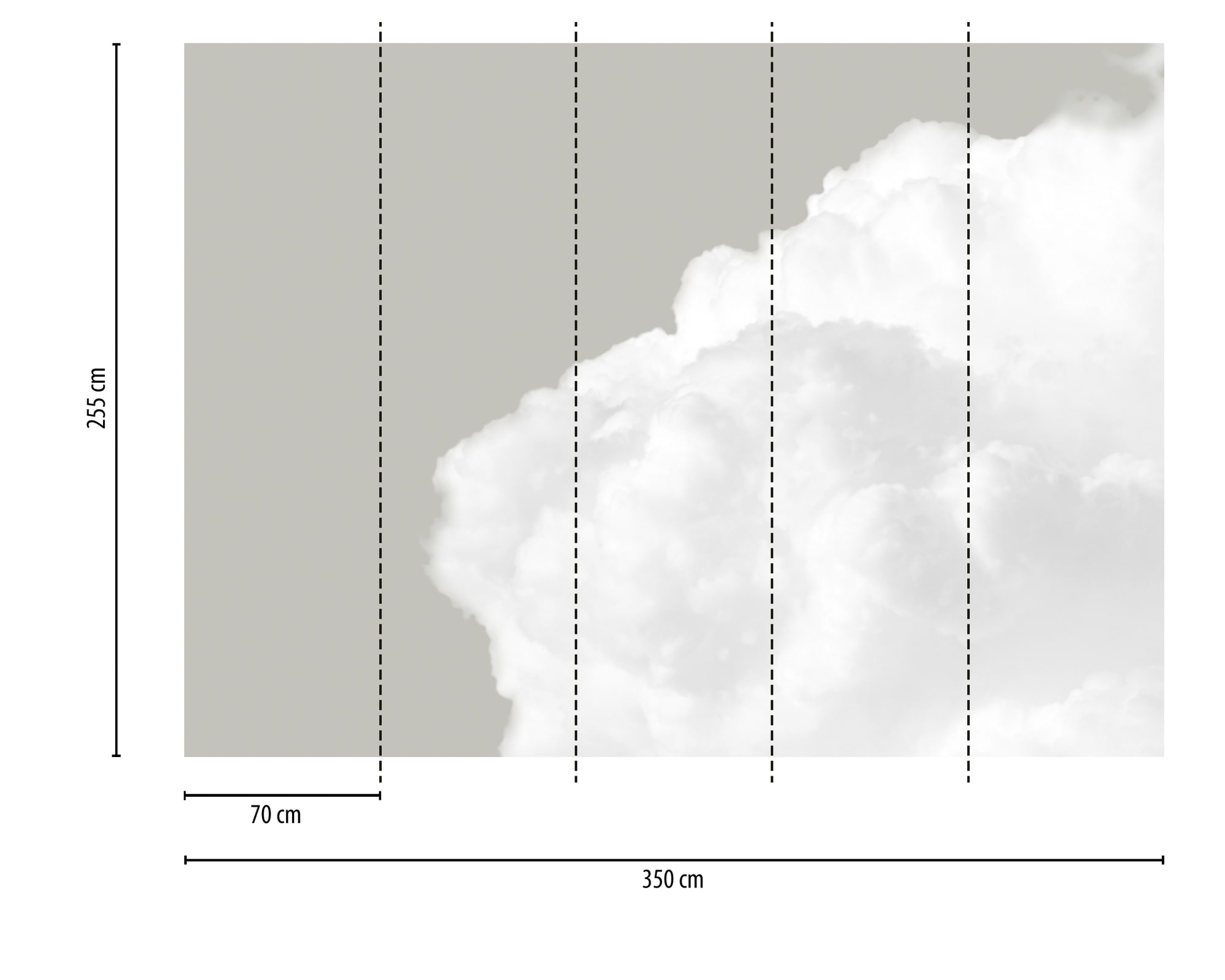 A.S. Création Vliestapete »Fototapete Wolke Taupe Weiß Himmelsmotiv« matt strukturiert