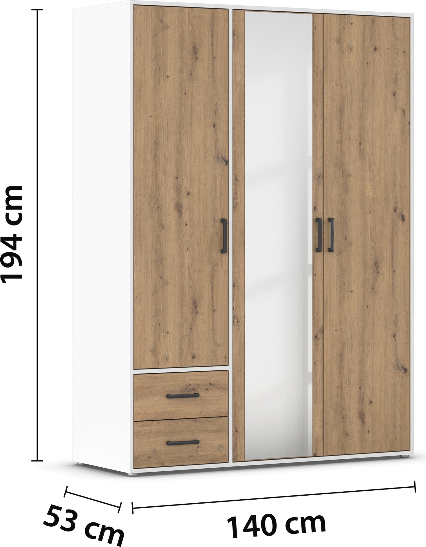 rauch Drehtürenschrank »Kleiderschrank Schrank Garderobe Wäscheschrank VOYAGER«, (in 3 verschiedenen Ausstattungen BASIC/CLASSIC/PREMIUM), mit modernen Griffen in Graumetallic, inkl. Schubkästen und Spiegel