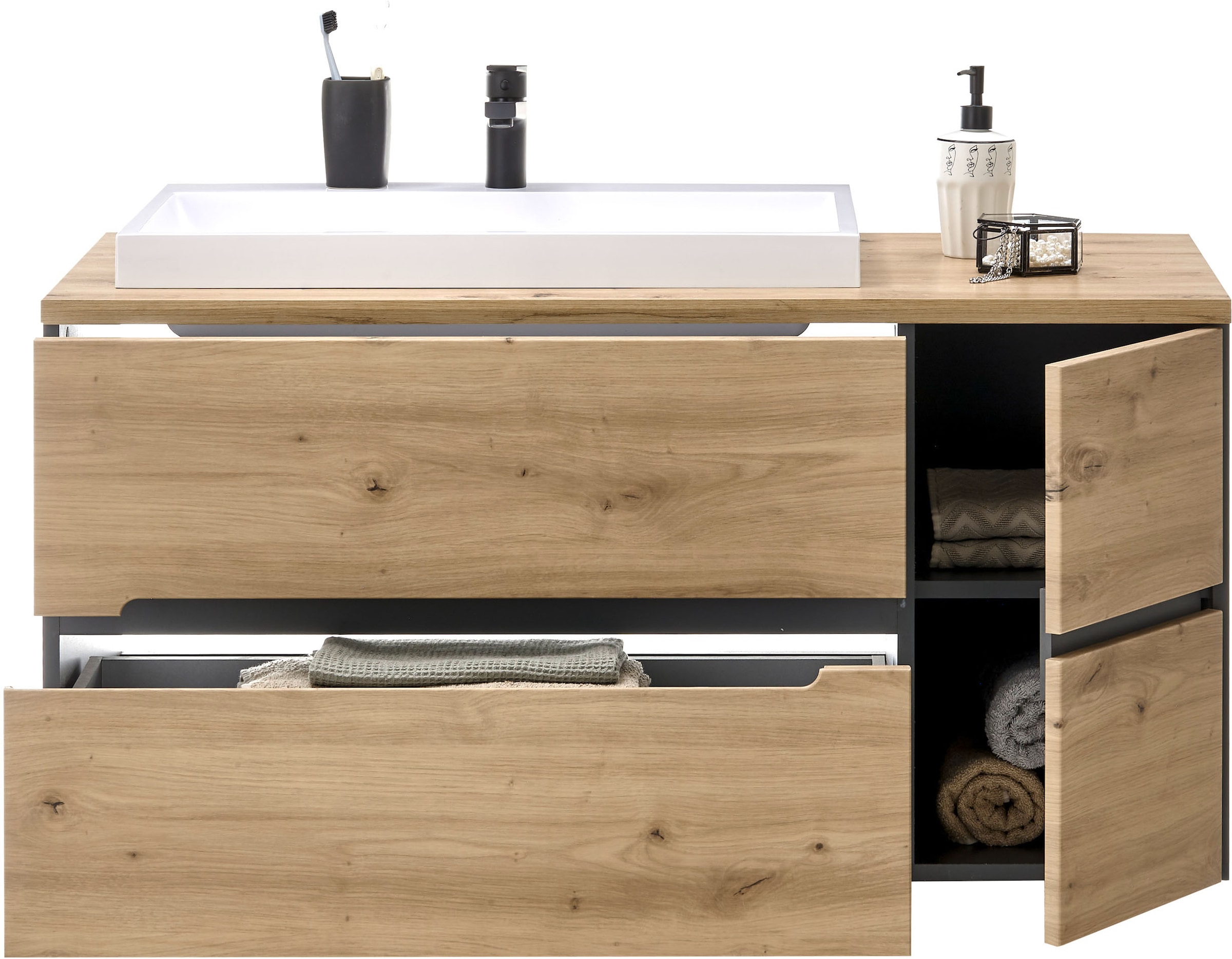BASIC by Balculina Waschtisch »Memphis, Waschtisch BxHxT 110 x 54 x 53«, Breite 110 cm, mit Waschbecken, Softclose