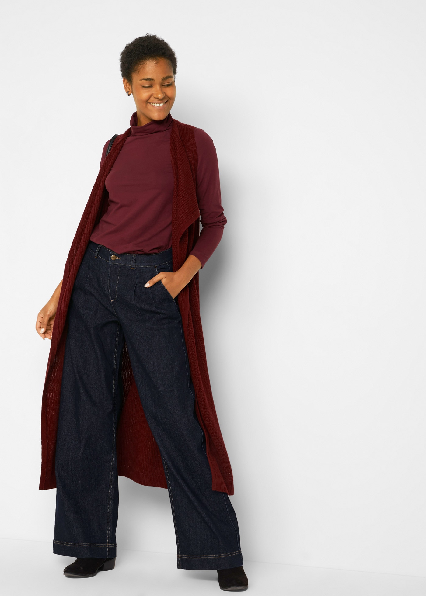 bonprix Weite Jeans »Wide-Leg-Jeans High Waist, Bequembund« Wide-Leg-Jeans High Waist, Bequembund