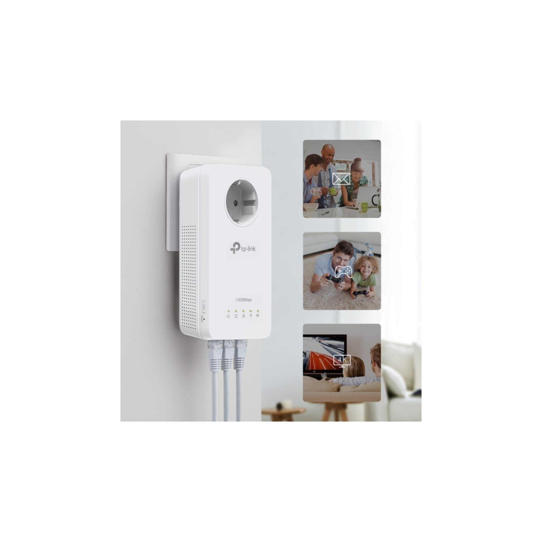 TP-Link Netzwerk-Adapter »AV1300-AC1200-Gigabit-WLAN-Powerline-KIT mit Steckdose«