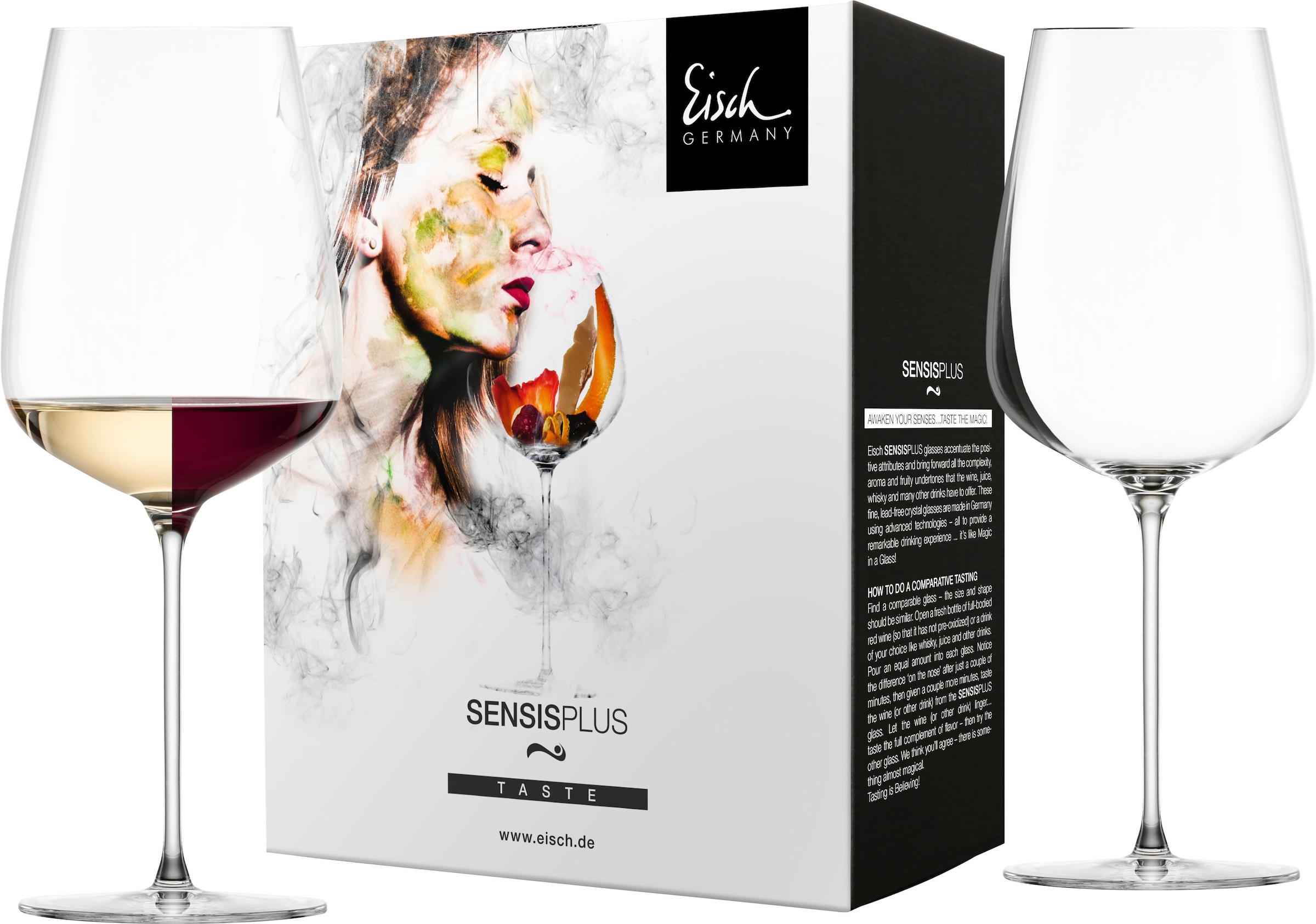Eisch Rotweinglas »ESSENCA SENSISPLUS«, (Set, 2 tlg., 2 Gläser im Geschenkkarton), Allroundglas, 2-teilig, 740 ml, Made in Germany