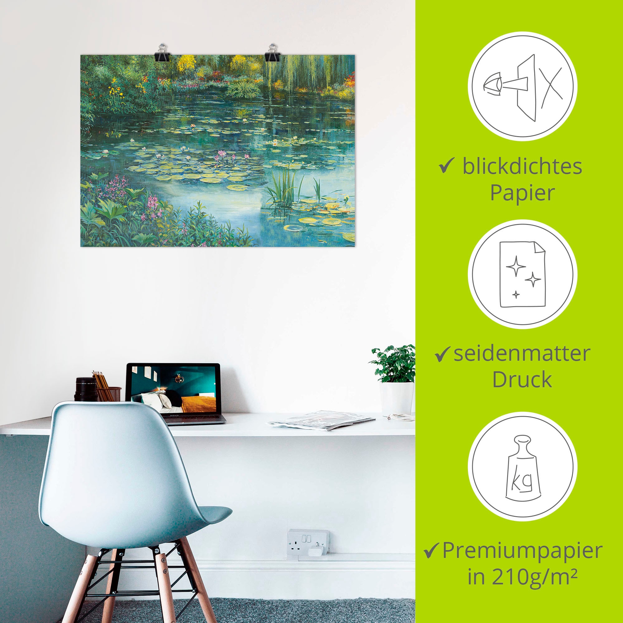Artland Wandbild »Teichlandschaft I«, Gewässer, (1 St.), als Alubild, Outdoorbild, Leinwandbild, Poster in verschied. Größen