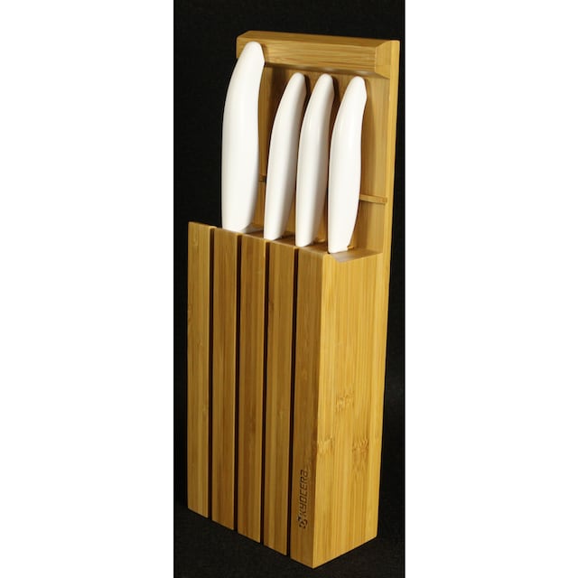 KYOCERA Messerblock »Bambus-Messerblock inklusive 4 Messer, GEN white«, 5  tlg., 3in1 - geegnet für Schublade, zum Aufstellen und Aufhängen online bei