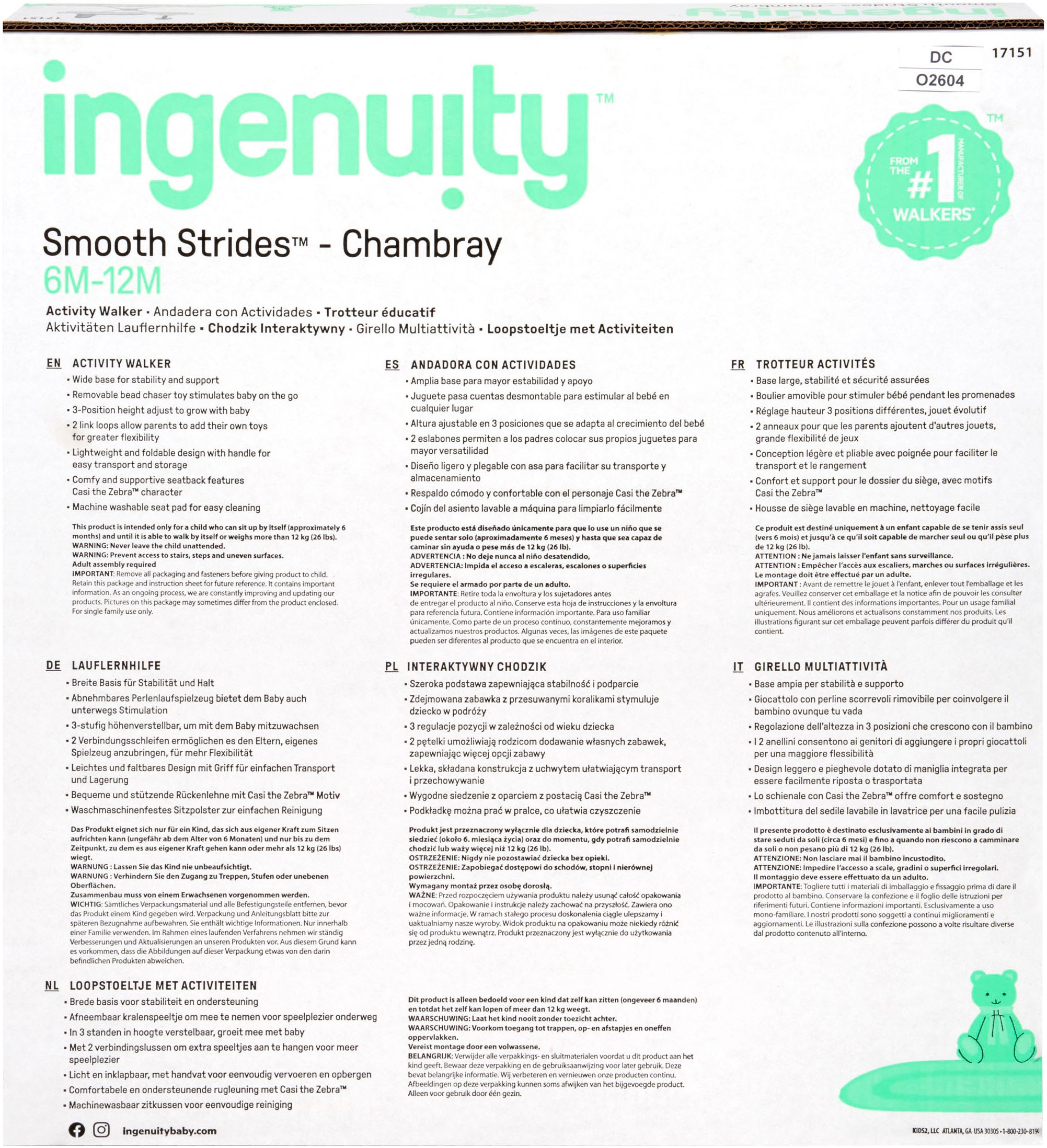 ingenuity Lauflernhilfe »Smooth Strides Activity Walker - Chambray«