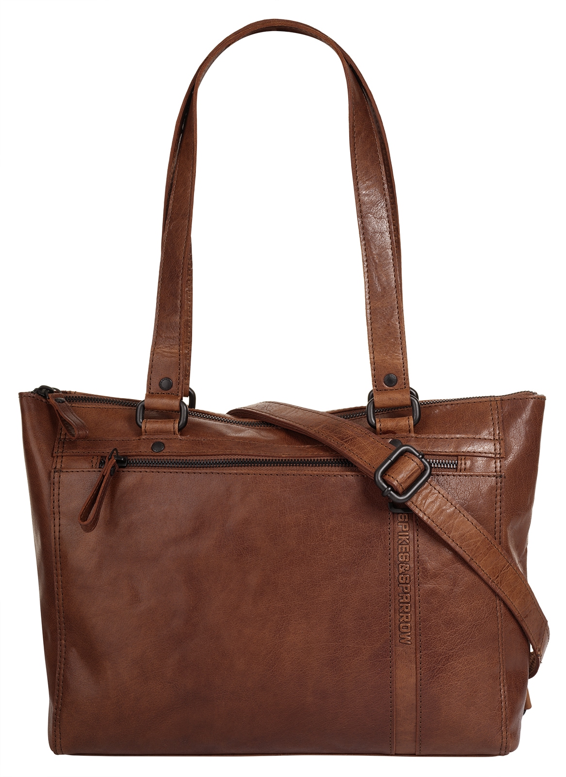 Shopper, echt Leder, Gr. B/H/T: 30 cm x 26 cm x 9 cm onesize, cognac