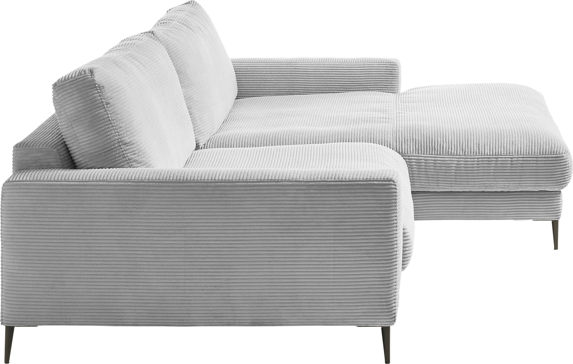 INOSIGN Ecksofa »Downtown, B/T/H: 272/190/84 cm L-Form«, weicher Sitzkomfort auch in Cord und Bouclé, incl. Zierkissen
