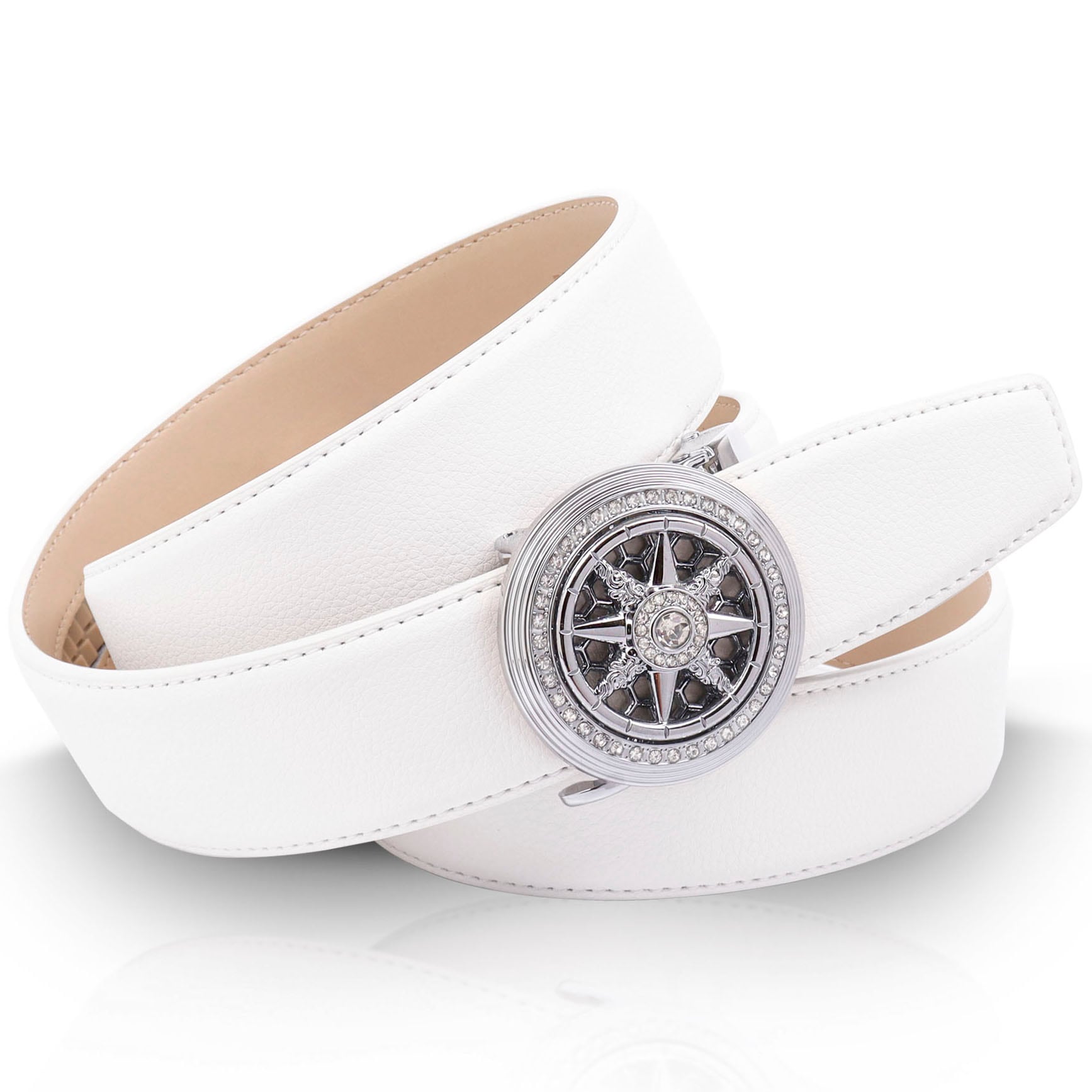 Anthoni Crown Ledergürtel, mit silberfarbener kaufen Automatik-Schließe und Schmucksteinen online mit Windrose, Schließe