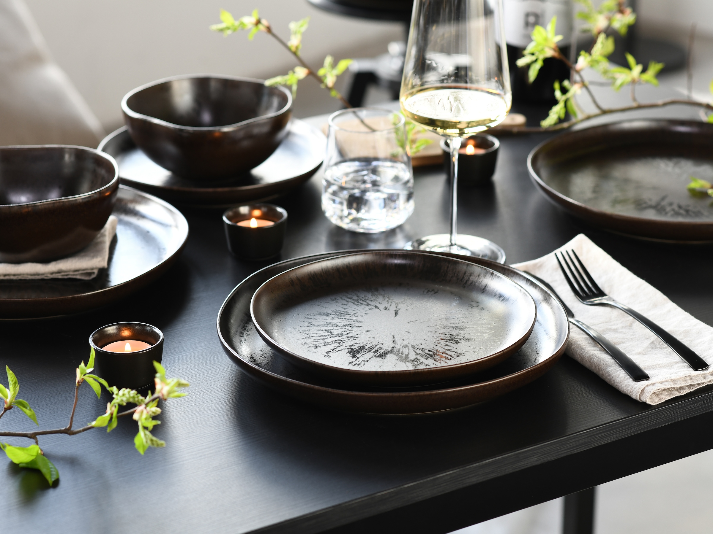 CreaTable Teller-Set »Natura Organic Rusty, Tellerset 12-tlg«, (Set, 12 tlg.), Seidenmatte Effektglasur