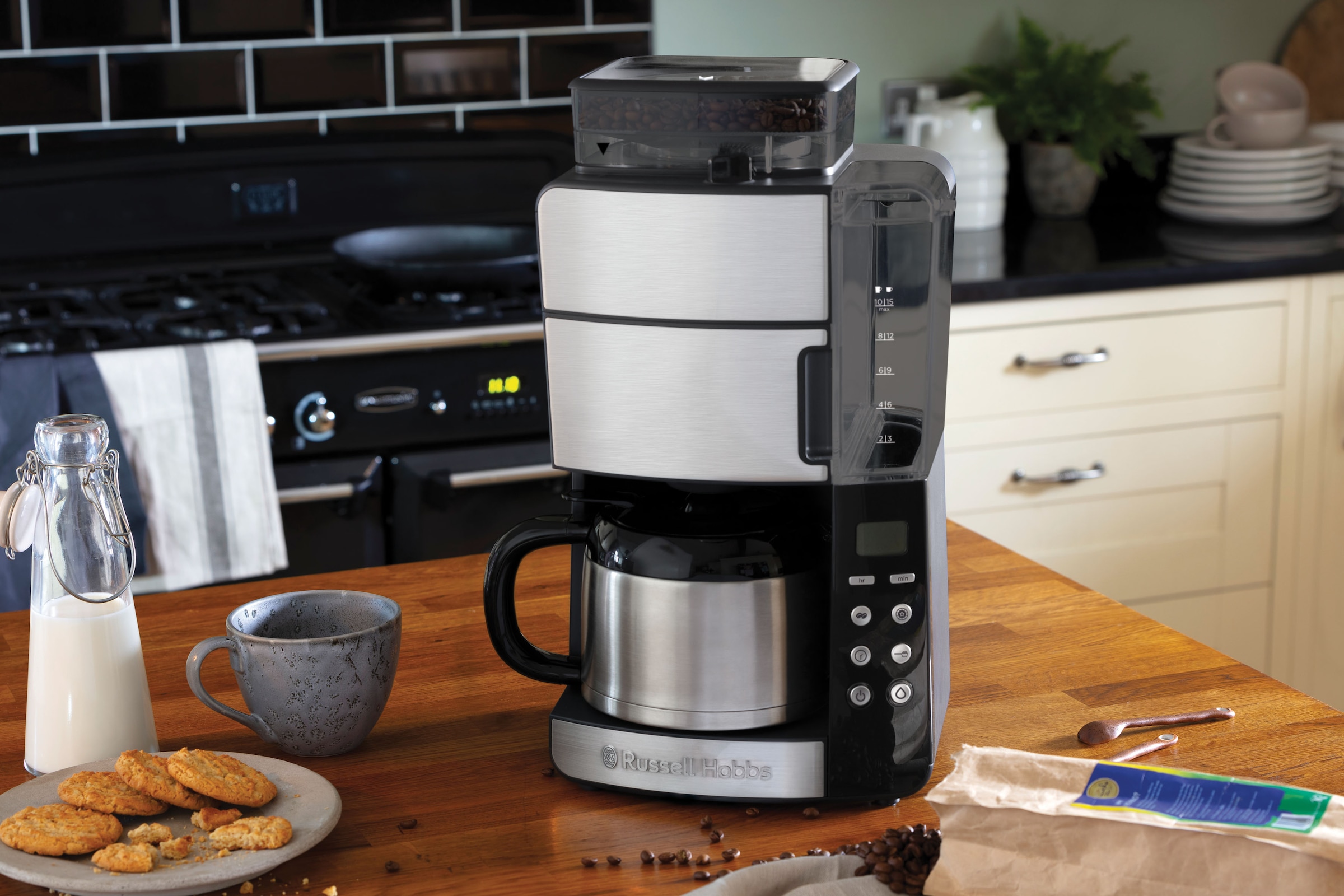RUSSELL HOBBS Kaffeemaschine mit Mahlwerk »Grind & Brew 25620-56«, 1,25 l Kaffeekanne, Papierfilter, 1x4, mit Thermokanne