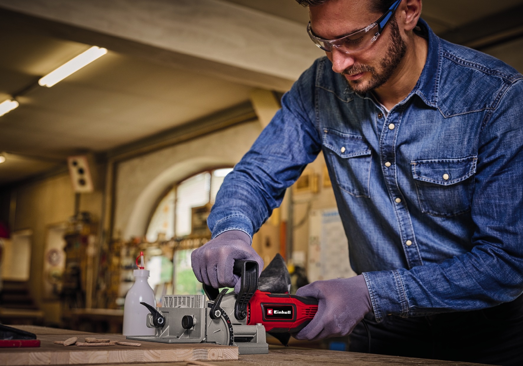 Einhell Flachdübelfräse »TE-BJ 900«, (Set, 5 tlg.), stufenlose Winkeleinstellung bis zu 90°