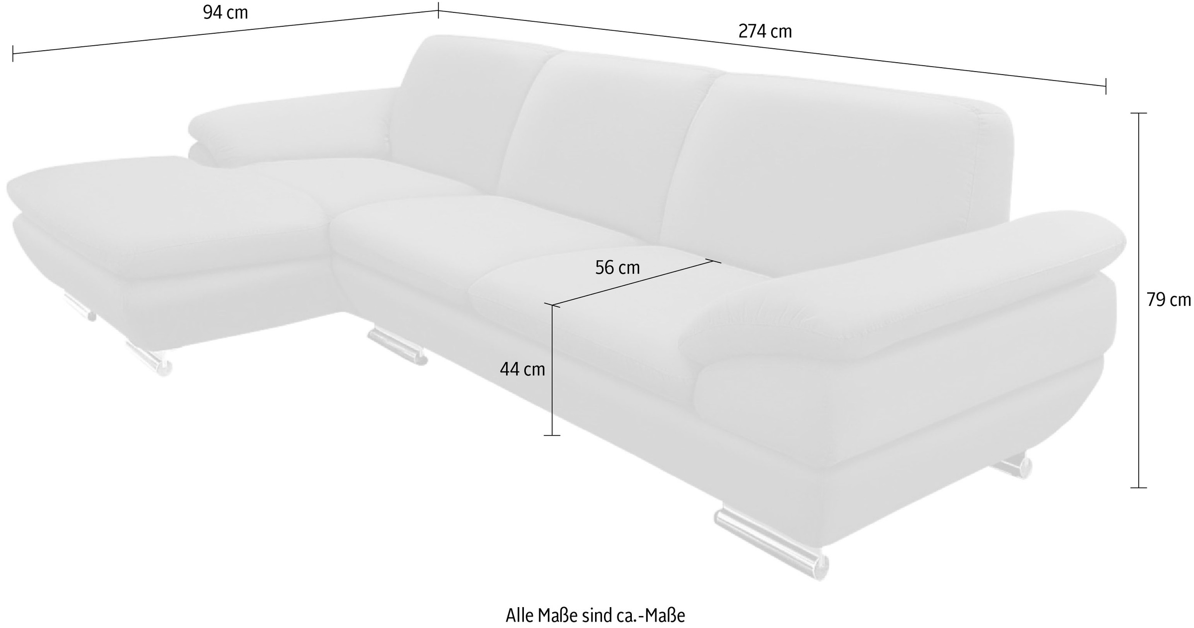CALIA ITALIA Ecksofa »Glamour, italienisches Designsofa, tollem Sitzkomfort zum Entspannen«, mit tollem Lederbezug und Designfuß, L-Form
