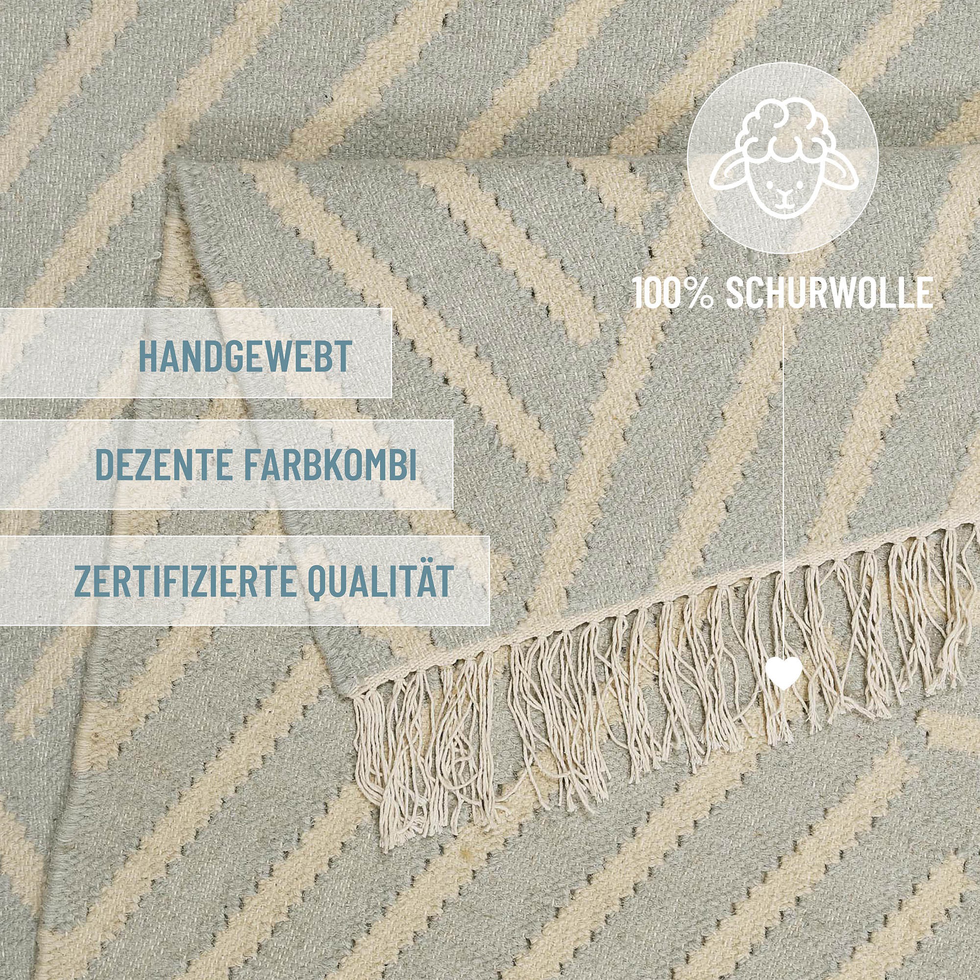 Wecon home Teppich »Modern Pop«, rechteckig, 5 mm Höhe, handgewebt, robust, strapazierfähig, skandinavisch, Naturfaser