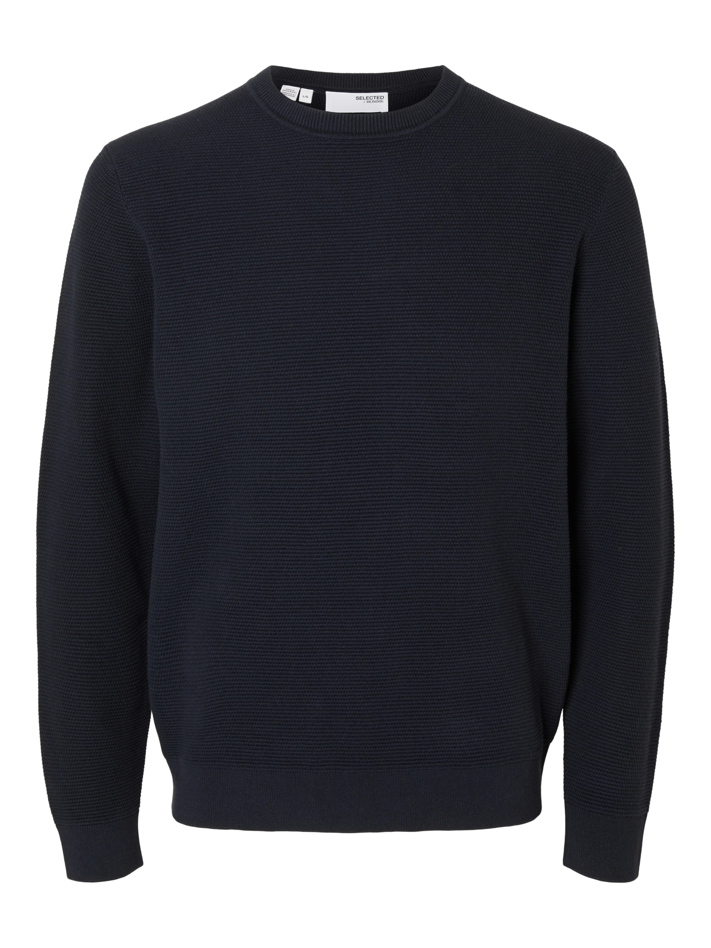 SELECTED Rundhalspullover »SLHROSS LS KNIT STRUCTURE CREW NECK NOOS« Baumwolle, regular fit