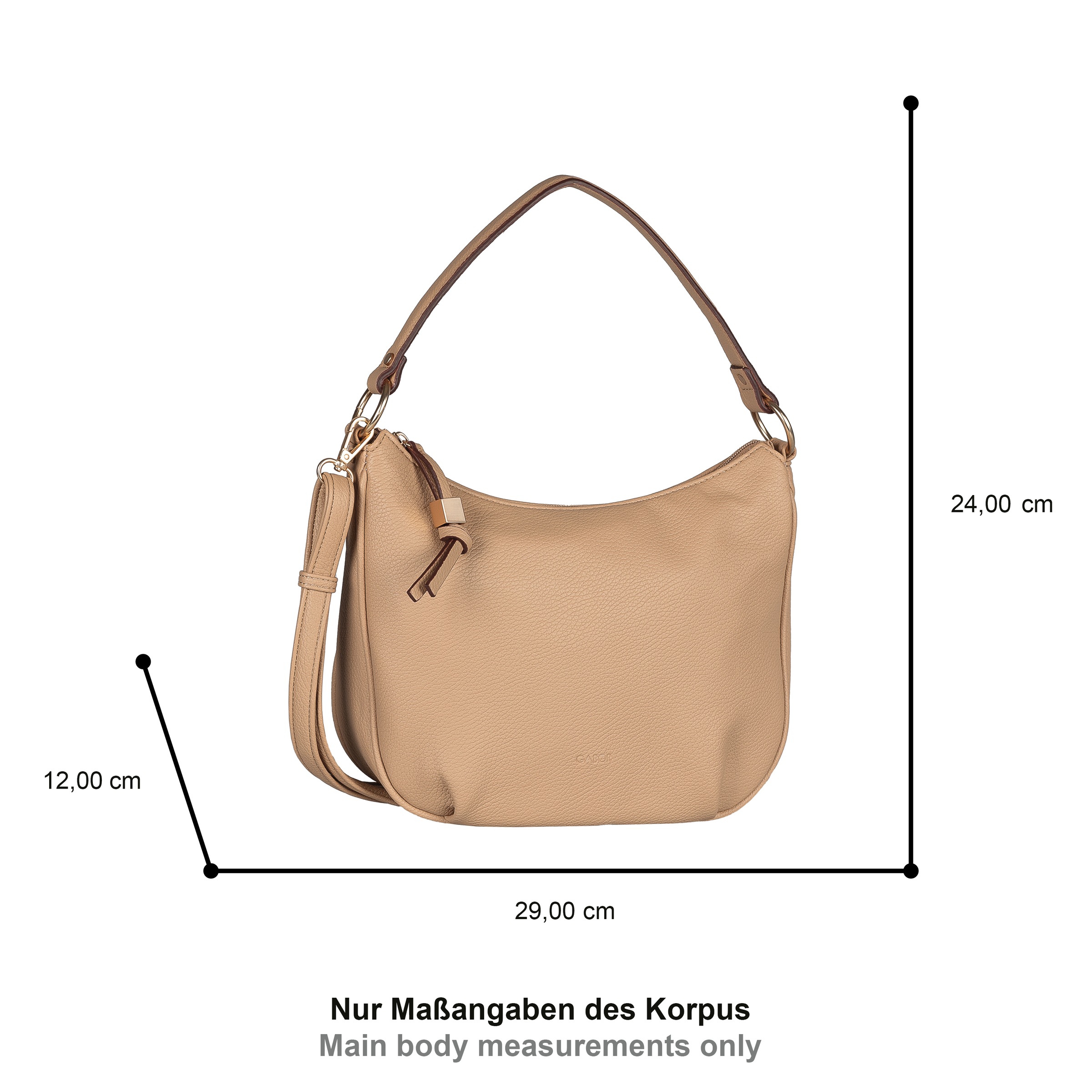 Gabor Schultertasche »Rosina« lässiger Look mit softem Material und markantem Metalldetail am Zipper