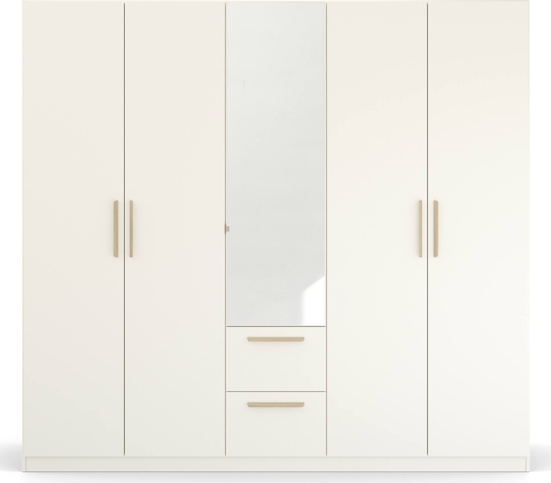 rauch Kleiderschrank »Skandi by Quadra Spin Schlafzimmerschrank«, im Landhaus-Stil mit Massivholzgriffen, mit Schubladen und Spiegel