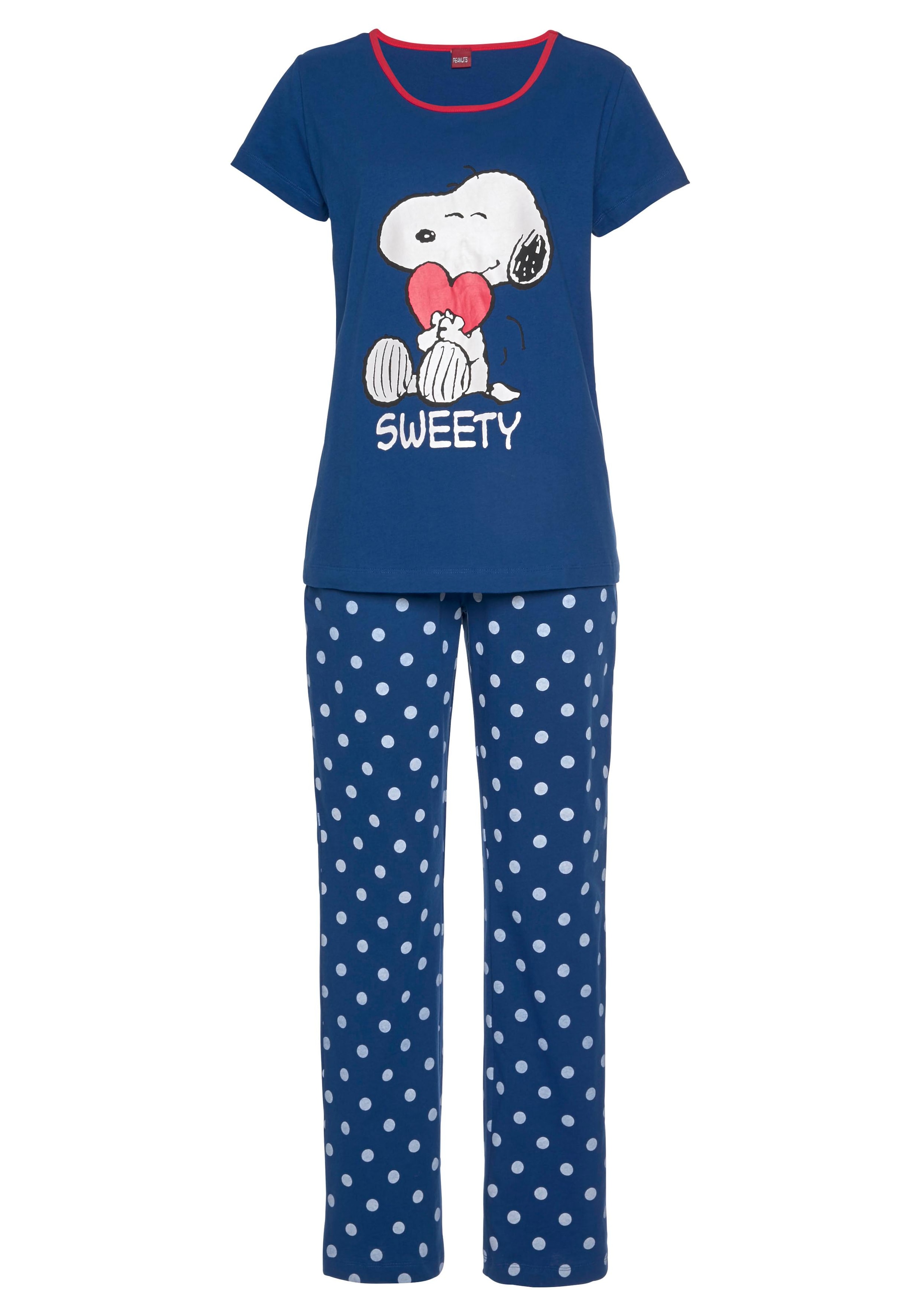 Peanuts Pyjama (2 Pünktchen-Hose Snoopy-Druck mit Stück) 1 tlg. und