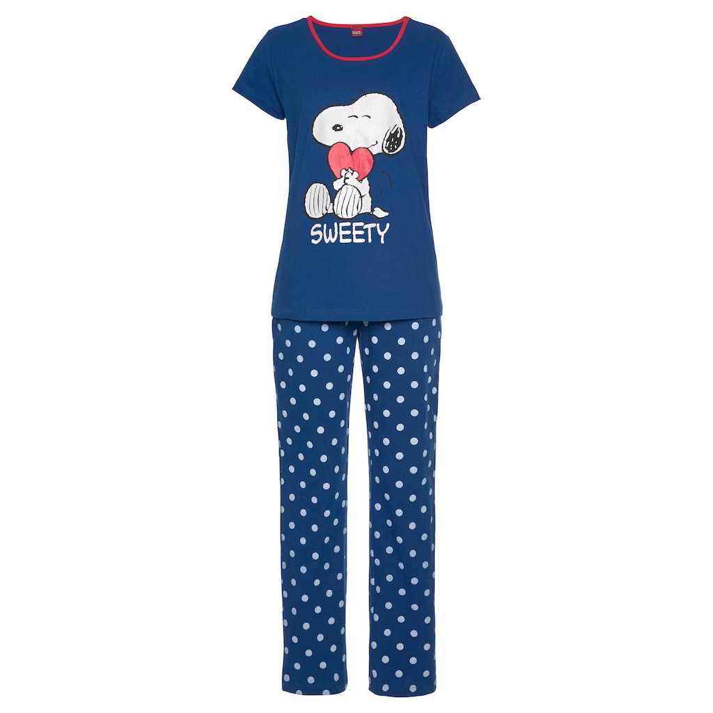 Peanuts Pyjama (2 tlg. 1 Stück) mit Snoopy-Druck und Pünktchen-Hose