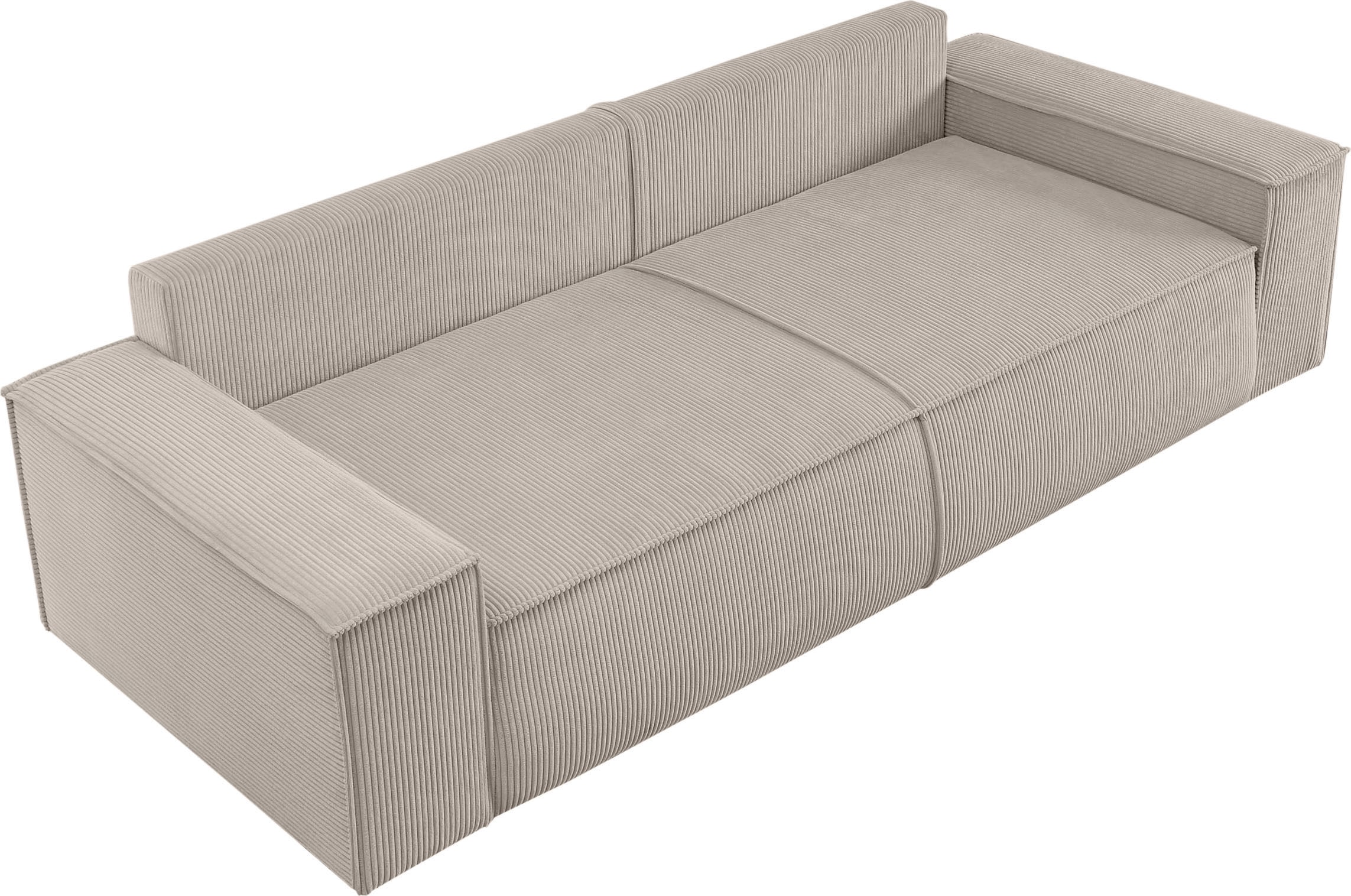 Home affaire 3-Sitzer »SHERWOOD Schlafsofa (257cm) Cord, Samtvelours, Vintage-Lederoptik«, Schlaffunktion mit Bettkasten (ca. 136/200cm)