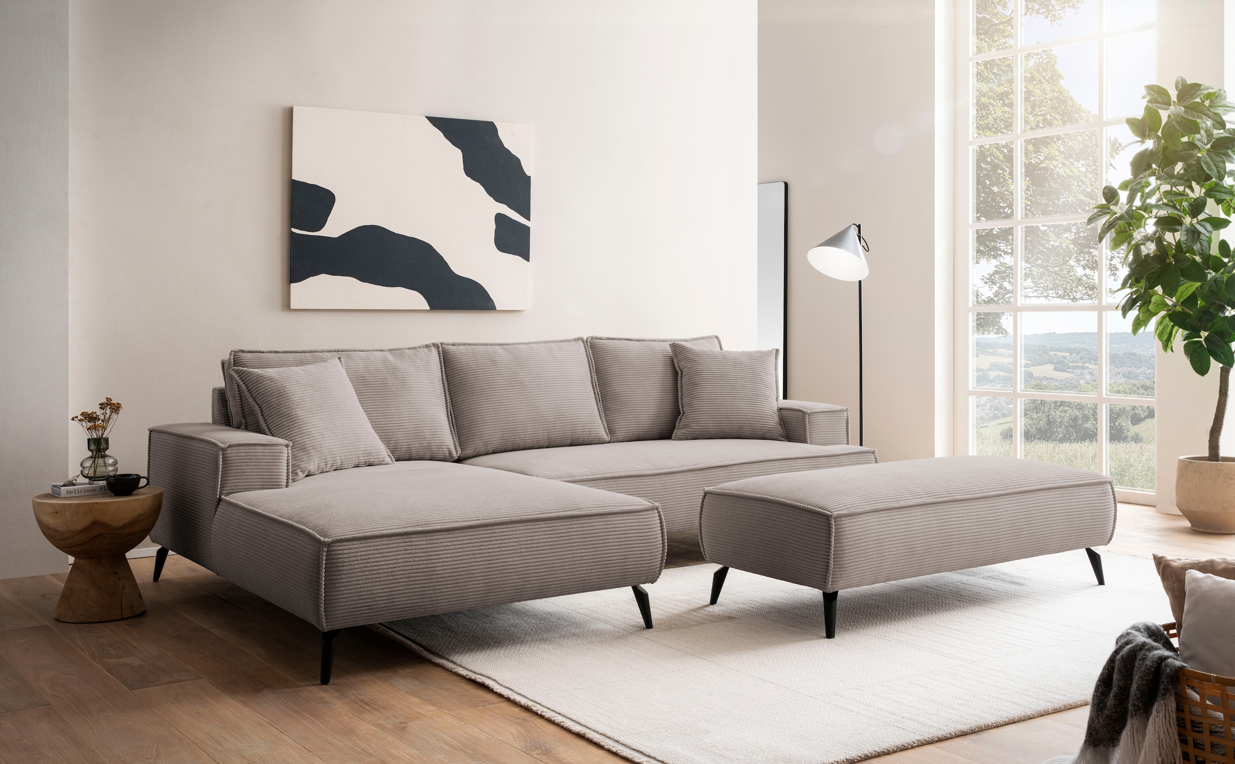 andas Sitzgruppe »TVINNU, Polsterecke L-Form, Schlaffunktion, mit Hocker«, (Set, 2 tlg.), stellbar zum Schlafsofa (Krokodilverbinder)