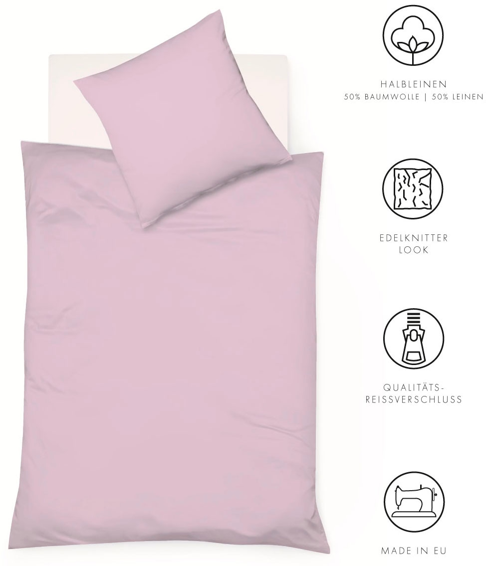 fleuresse Bettwäsche »Provence in Gr. 135x200, 155x220 oder 200x200 cm«, Halbleinen, 50% Baumwolle, 50% Leinen, Gr. 135x200, 155x220, 200x200cm