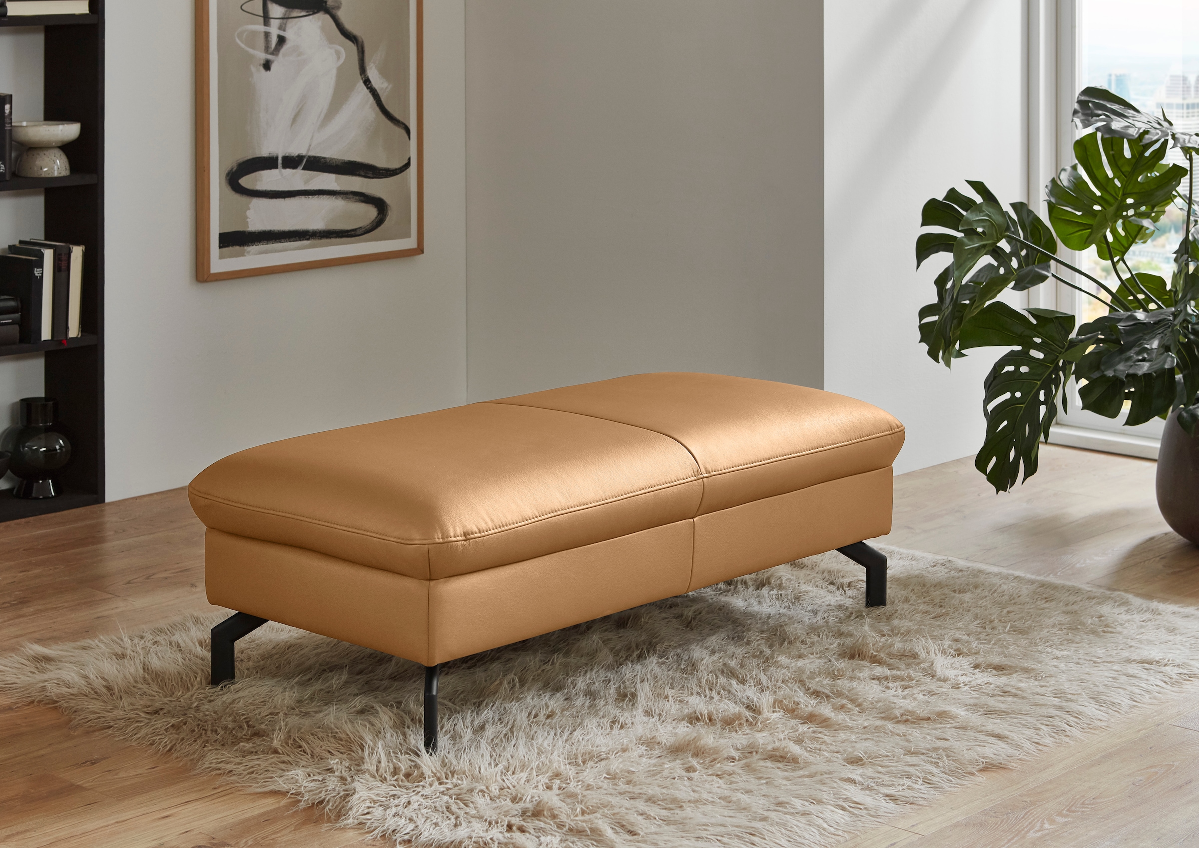 Die PlanBar Hocker »PN-EM20028« hochwertiges Glattleder, stylische Metallfüße