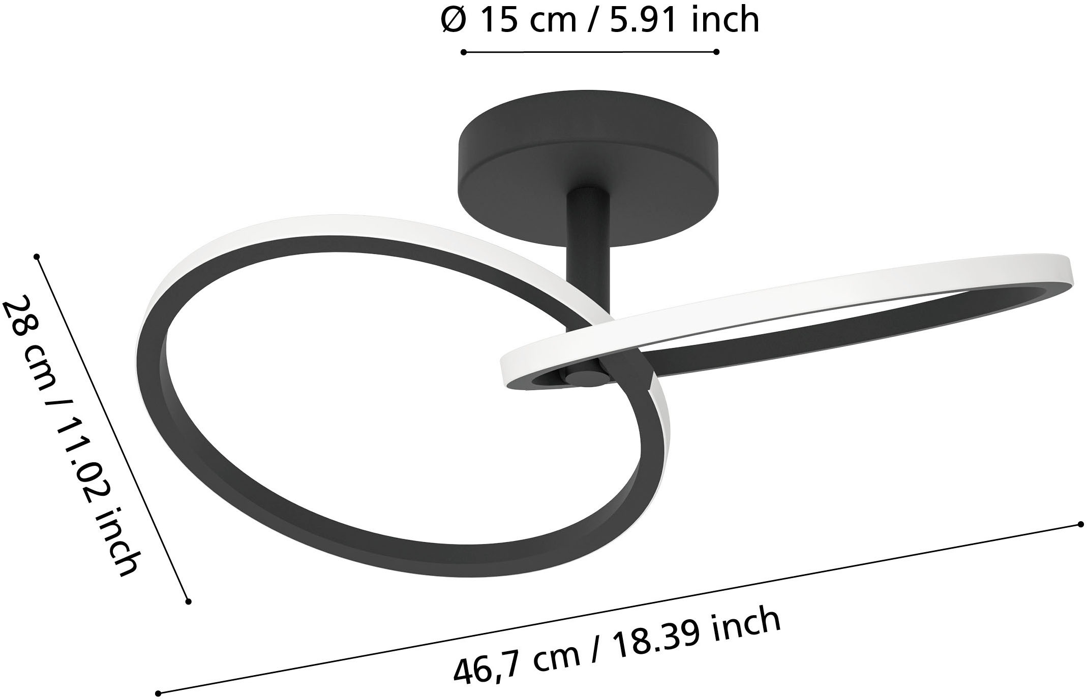 EGLO Deckenleuchte »CONGIUNTI Deckenlampe - Stahl - LED - 12W - IP20« LED-Modul 1 Stk. Kaltweiß | Neutralweiß | Warmweiß Wohzimmerlampe, Esszimmerlampe, Flur, Schlafzimmer,L46,5 x B28 x H14cm