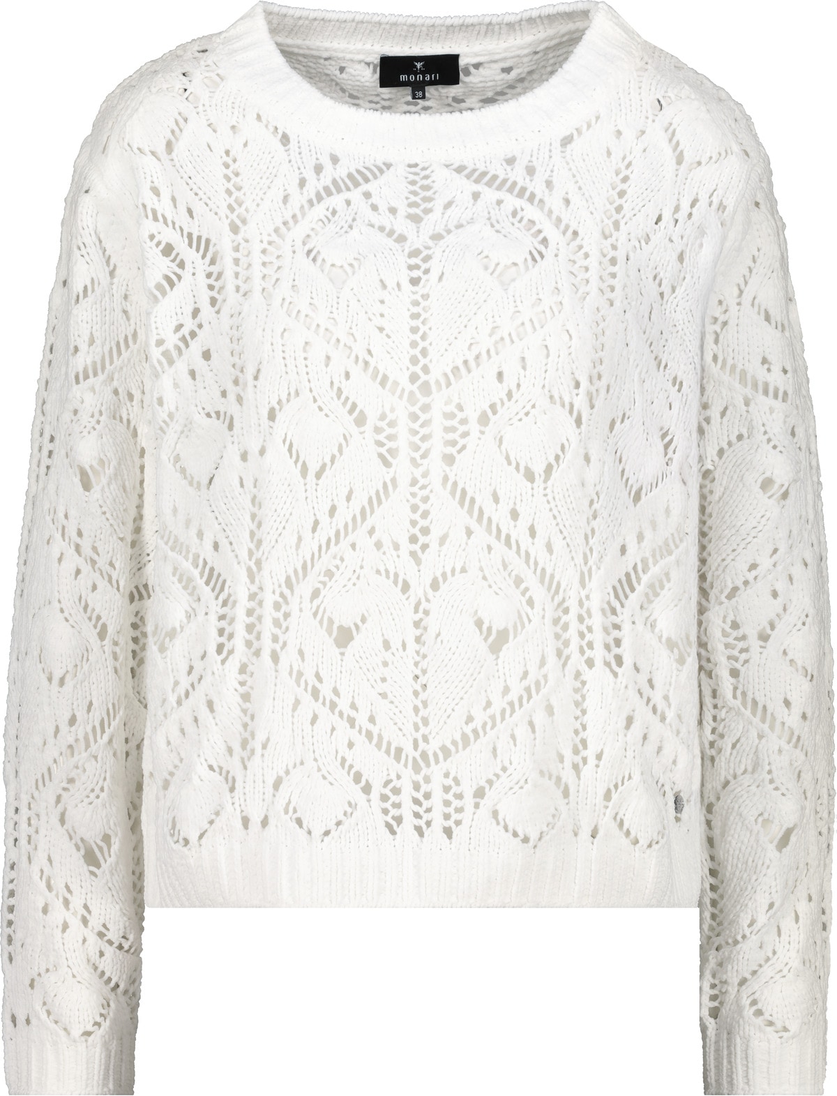 Monari Strickpullover »Ajour« Rundhalsausschnitt, Chenillegarn, Leicht überschnittene Schultern