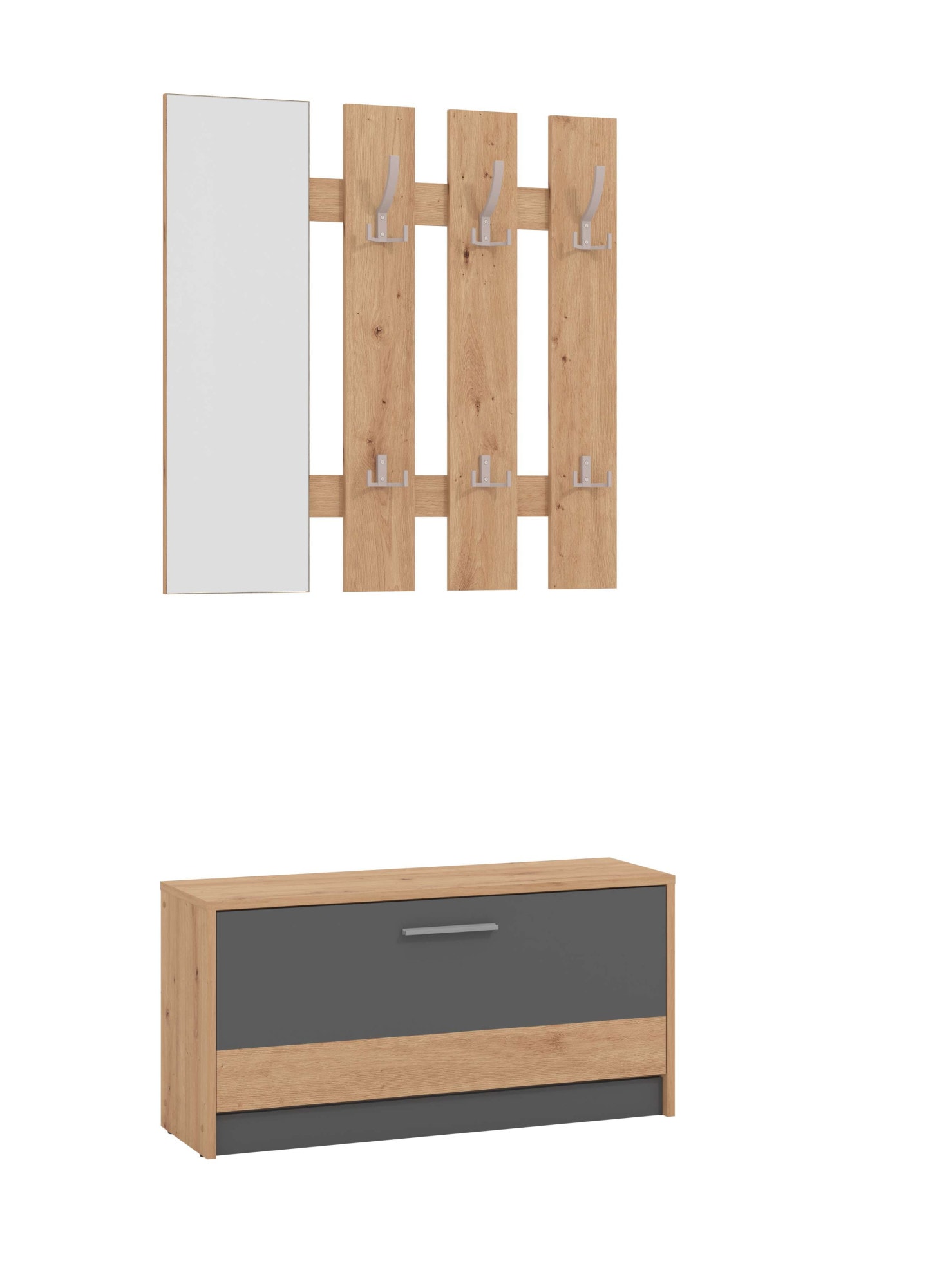 INOSIGN Garderoben-Set »Rimini, Set 2tlg«, (2 St.), bestehend aus Garderobenpaneel und Schuhschrank