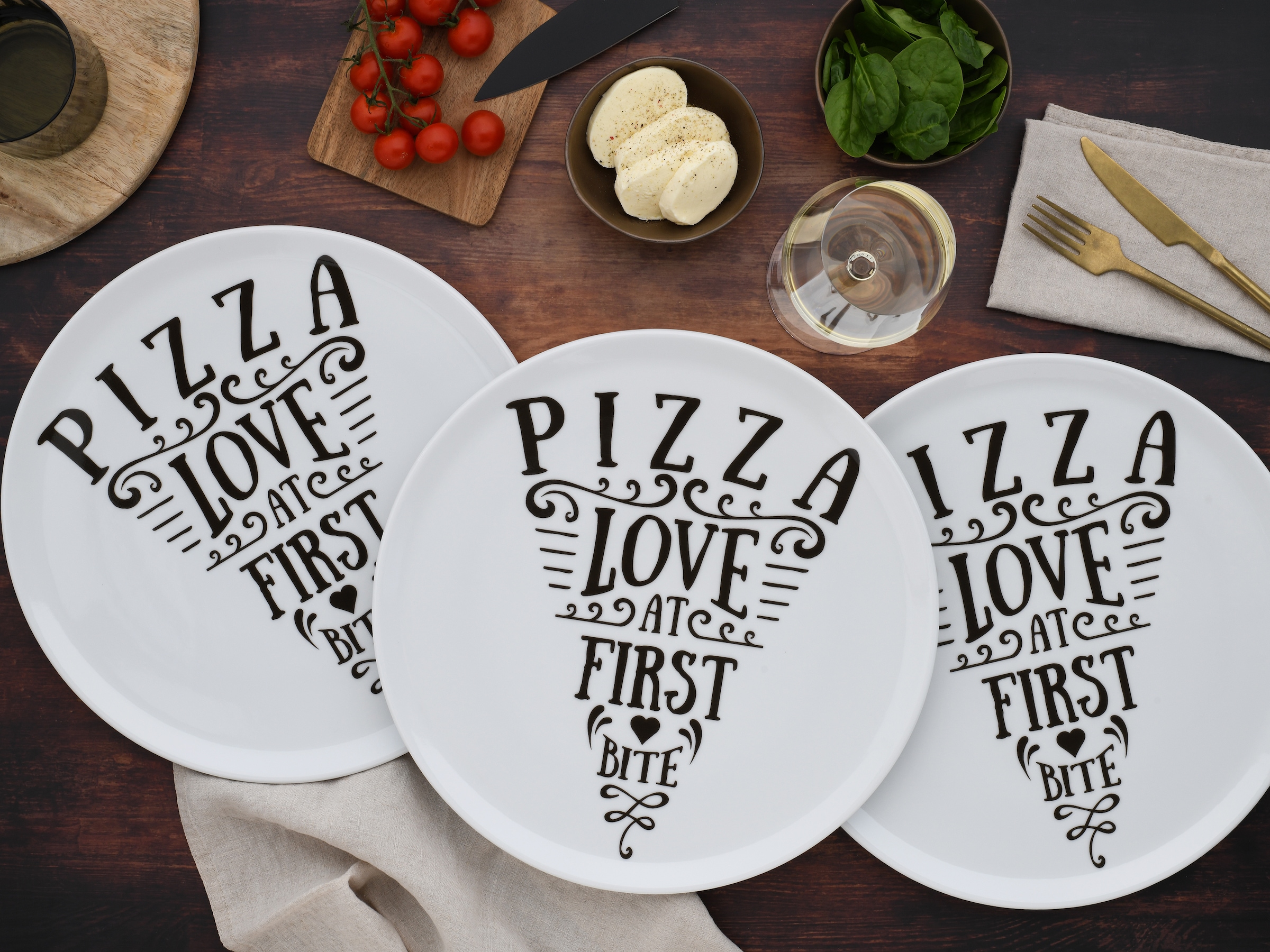 CreaTable Pizzateller »Europa In Love, Pizzateller 33 cm 6-tlg«, (Set, 6 St.), Europäische Qualität
