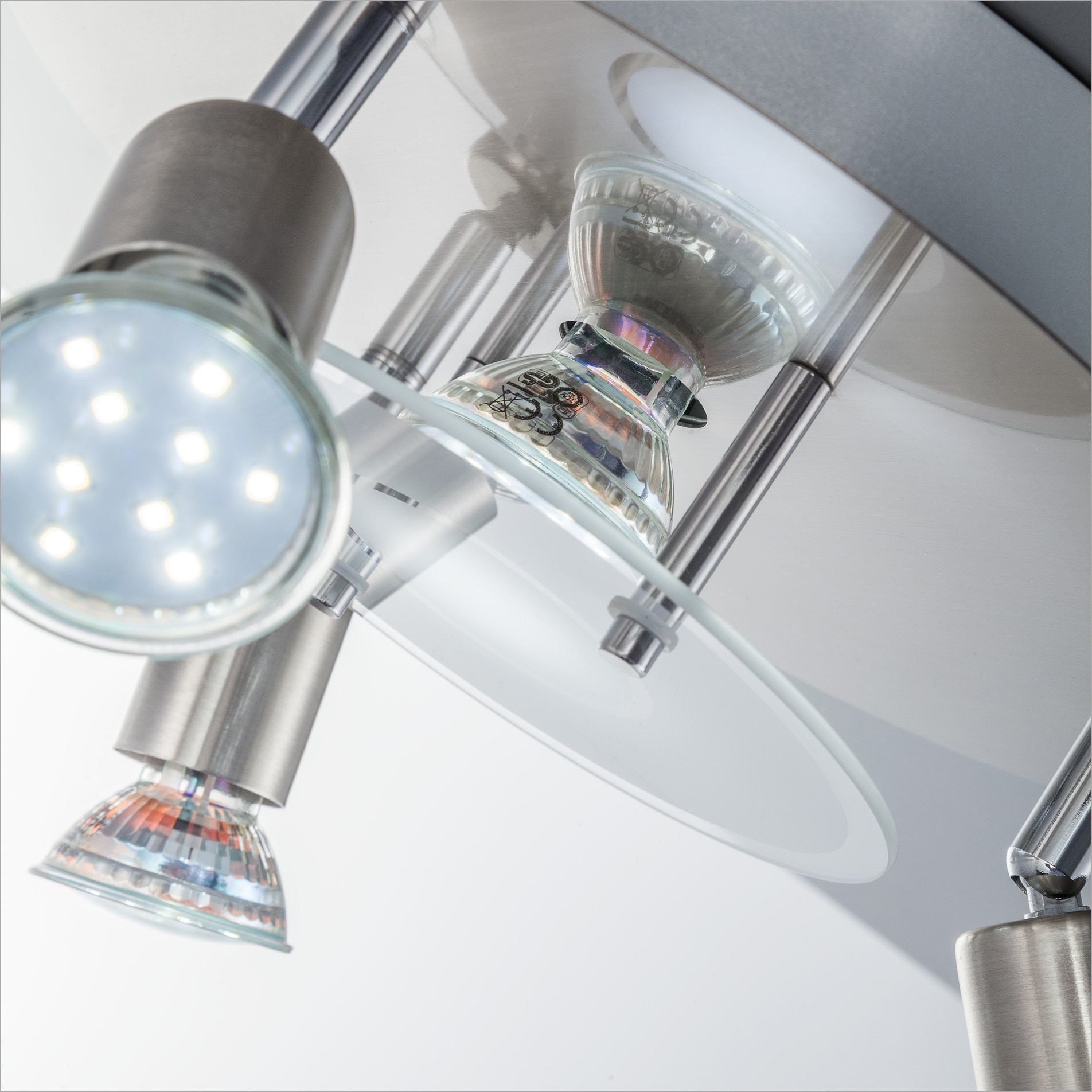 B.K.Licht LED Deckenstrahler, inkl. LED GU10, Metall, flammig-flammig, 250lm Rechnung Deckenleuchte, Strahler, 4 rund, auf kaufen 3W Glas