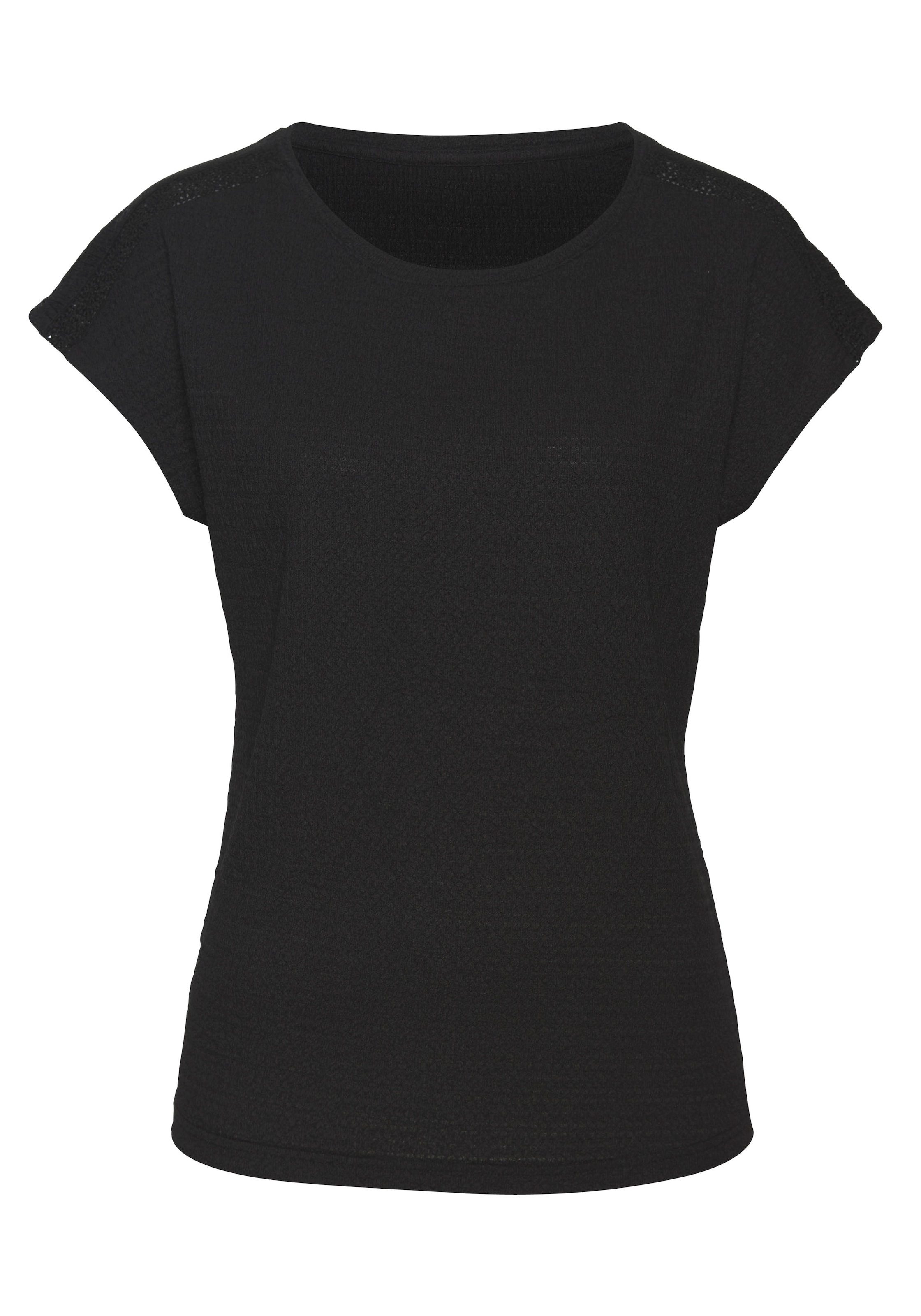 Vivance Kurzarmshirt »mit dekorativem Häkeleinsatz«, (2er-Pack), aus bügelfreier Crêpe-Qualität
