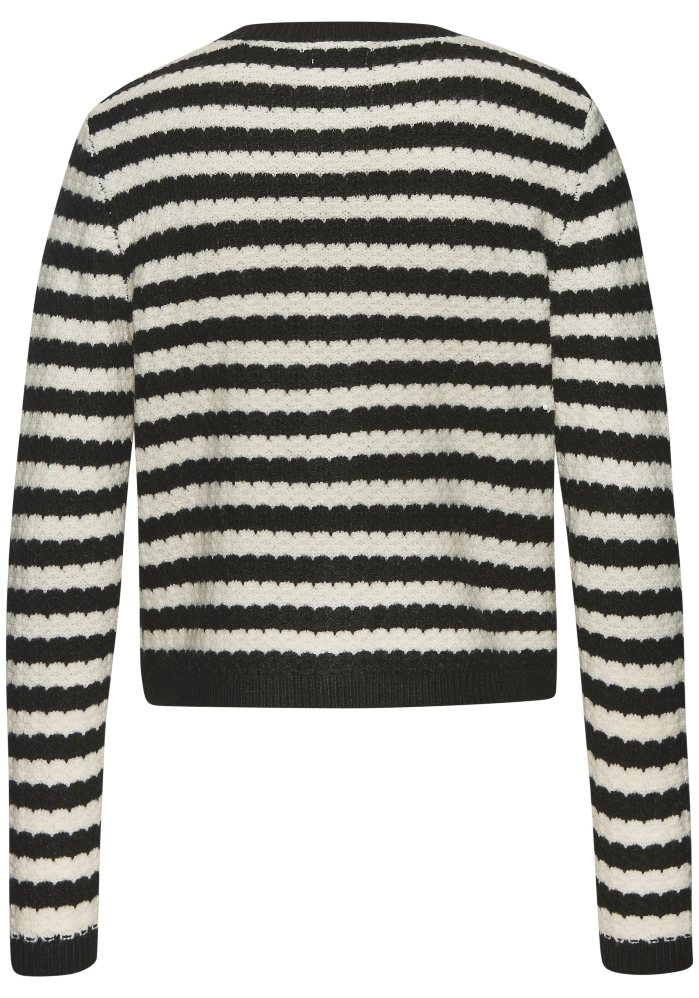 LASCANA Strickjacke, mit Streifenmuster, Kontrastbündchen, markante Knopfleiste