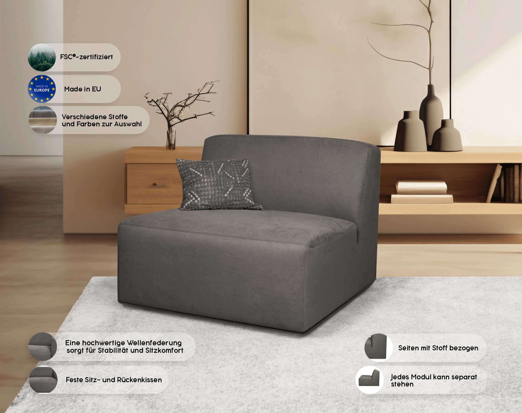 OTTO home 1,5-Sitzer »Kelani« mit dekorativer Knopfsteppung an den Armlehnen