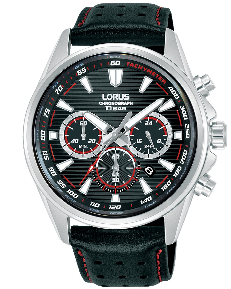 LORUS Chronograph »Sports Chronograph« Quarzuhr, Armbanduhr, Herrenuhr, Lederarmband, analog, Tag