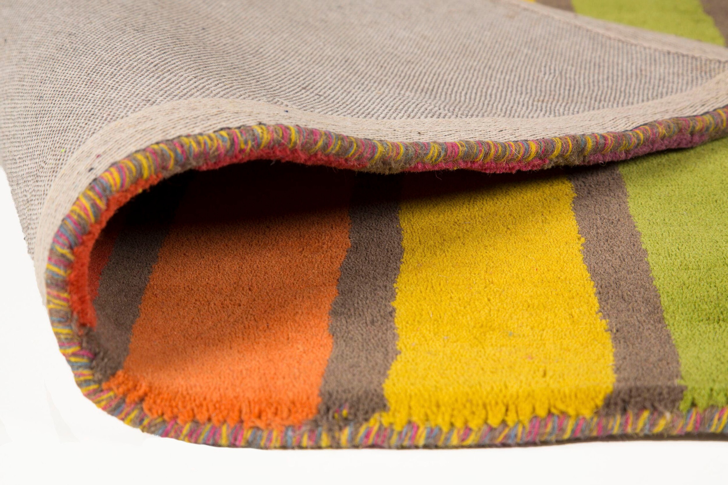 FLAIR RUGS Wollteppich »Candy«, rechteckig, 10 mm Höhe, aus 100% Wolle, Design mit Streifen, mehrfarbig gemustert, bunt