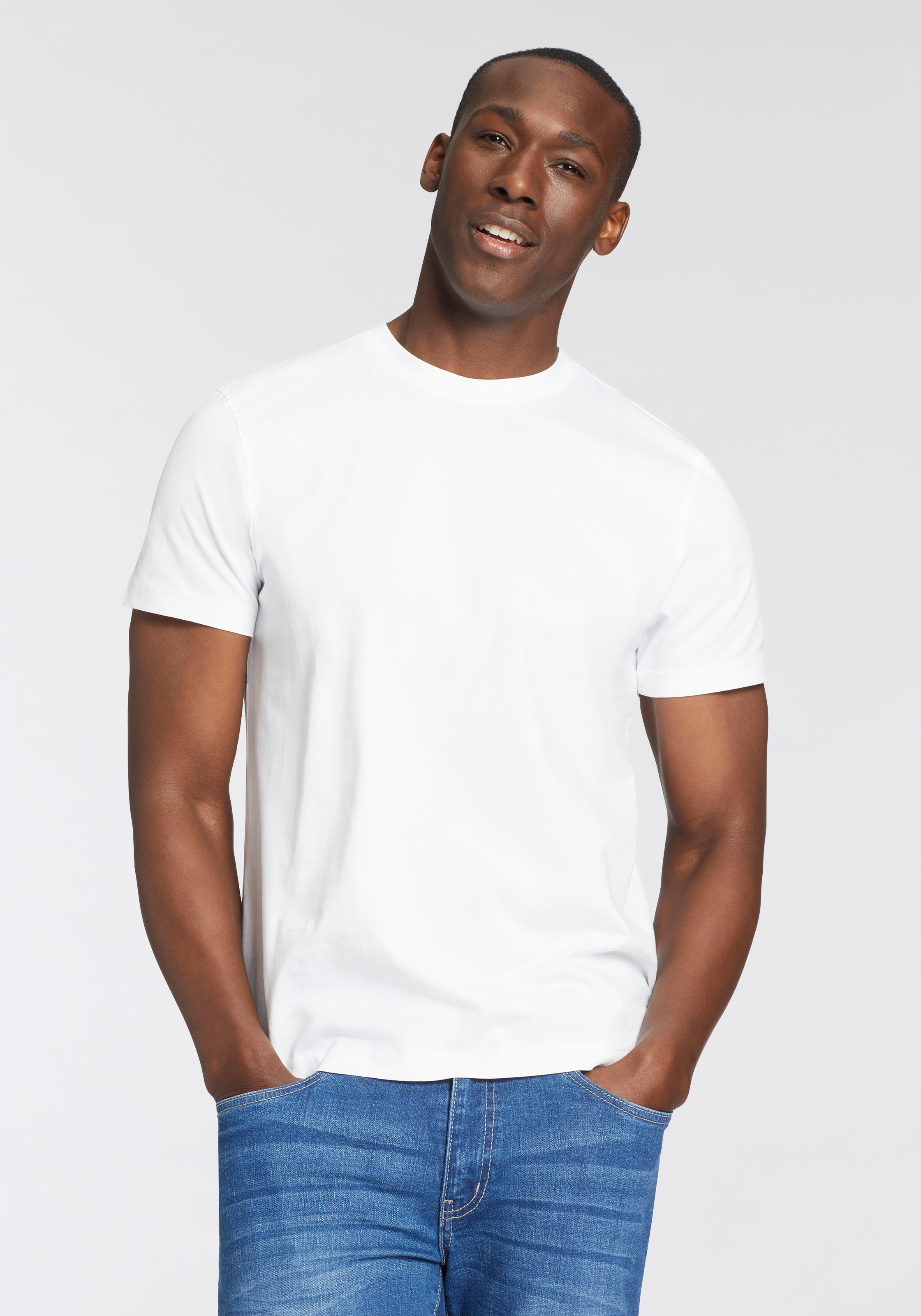 Man's World T-Shirt »neue Farben!«, (3er-Pack), Kurzarm, unifarben, Rundhals, aus Baumwolle