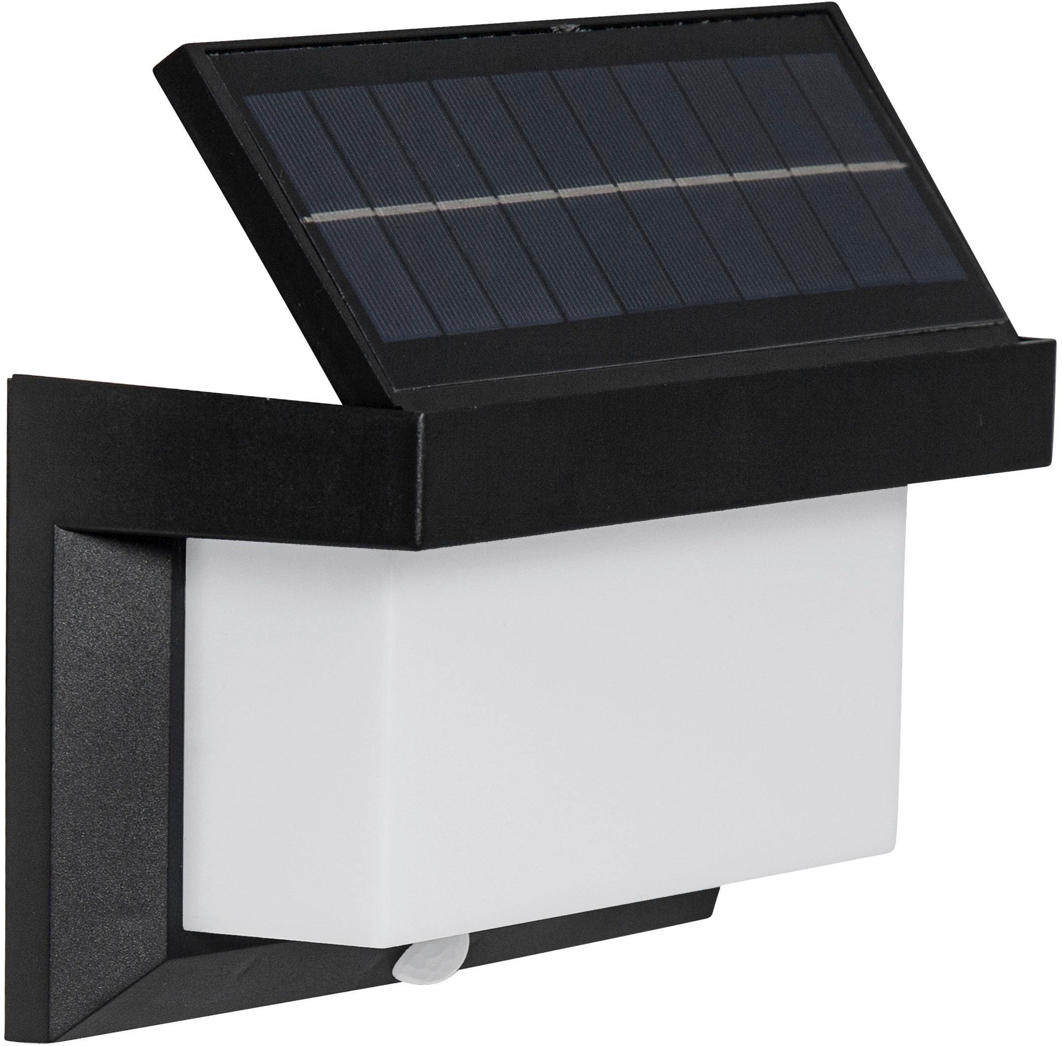 EGLO LED Solarleuchte »Utrera Solarlampe, Wandlampe aus Kunststoff, Außenbeleuchtung, IP44« LED-Modul 1 Stk. Kaltweiß Solarleuchte - L20 x B9 x H12 cm - schwarz - 32X0,12W inkl.